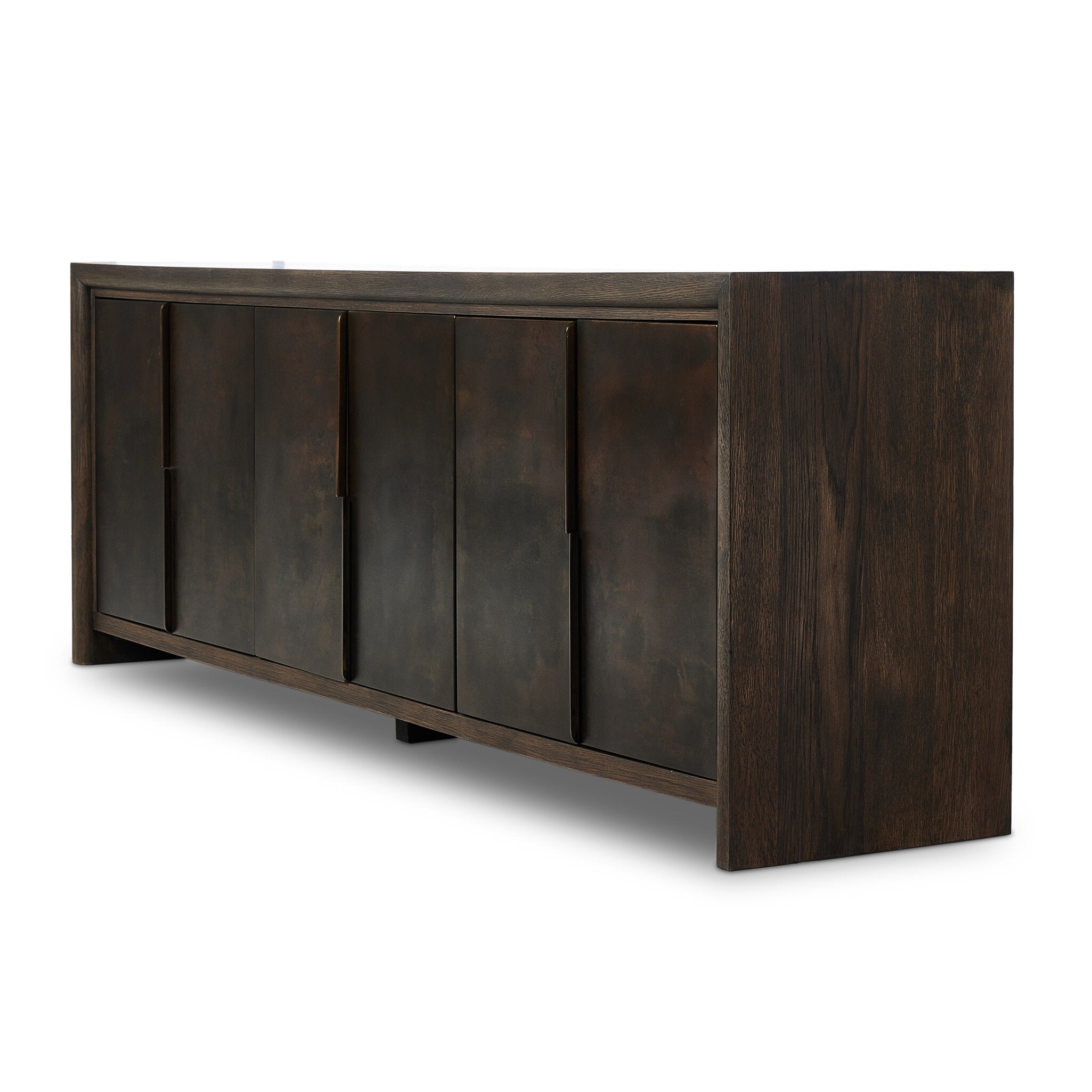 Four Hands Arlington 6 Door Sideboard — Espresso Oak-Espresso Oak Veneer-Coffee Iron