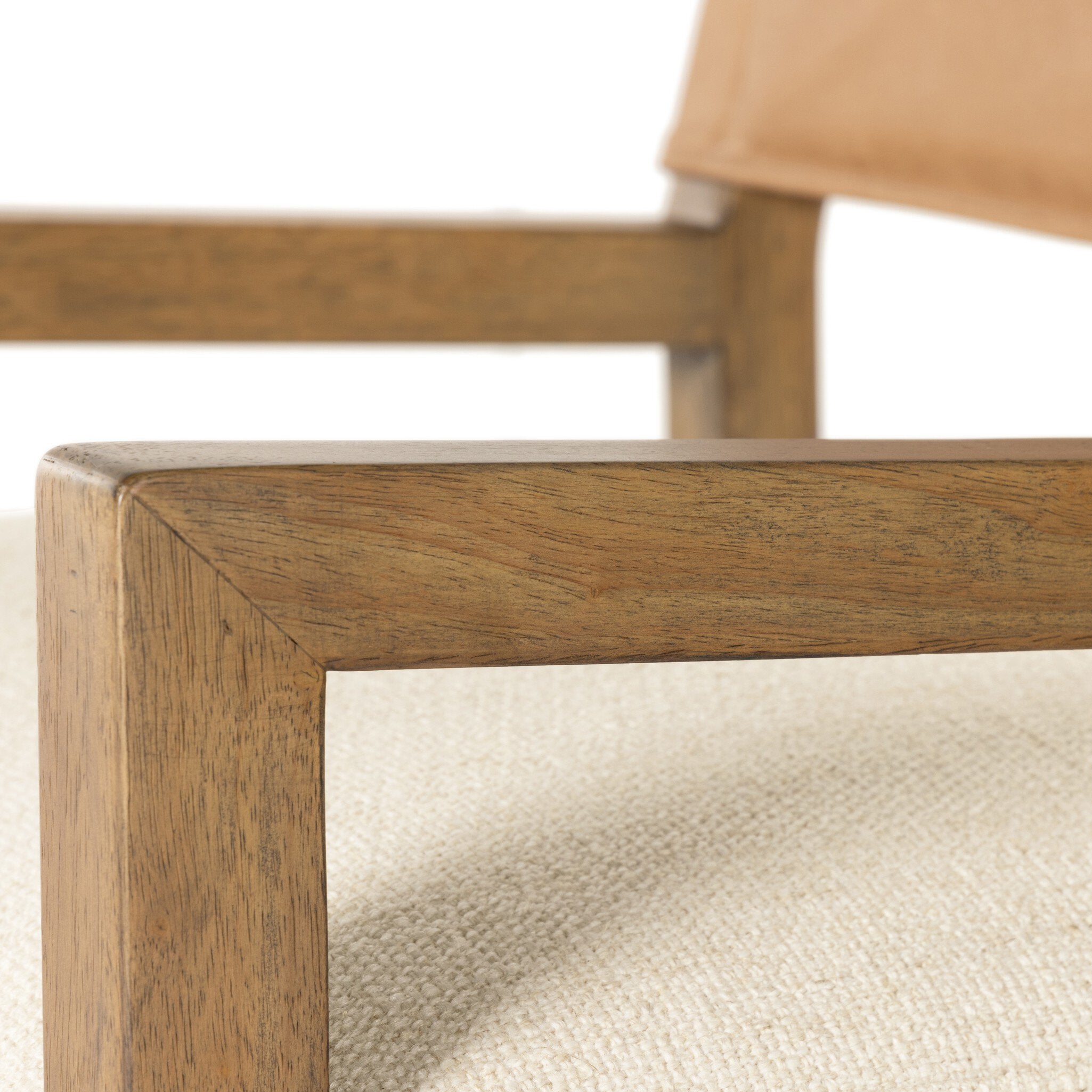 Four Hands Ferris Dining Armchair — Winchester Beige-Thames Cream-Burnished Parawood