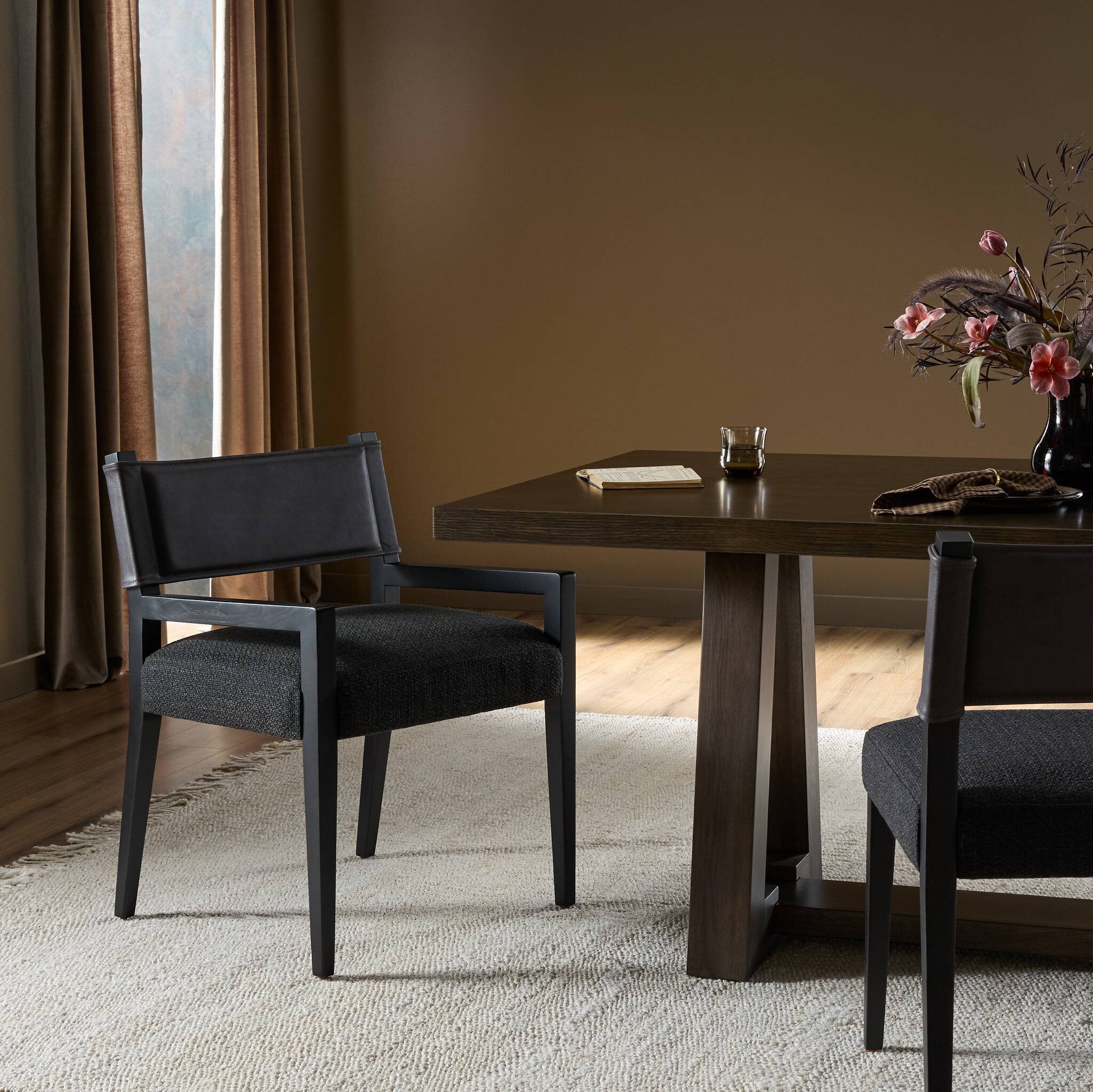 Four Hands Ferris Dining Armchair — Palermo Black-Gibson Black-Black Ash