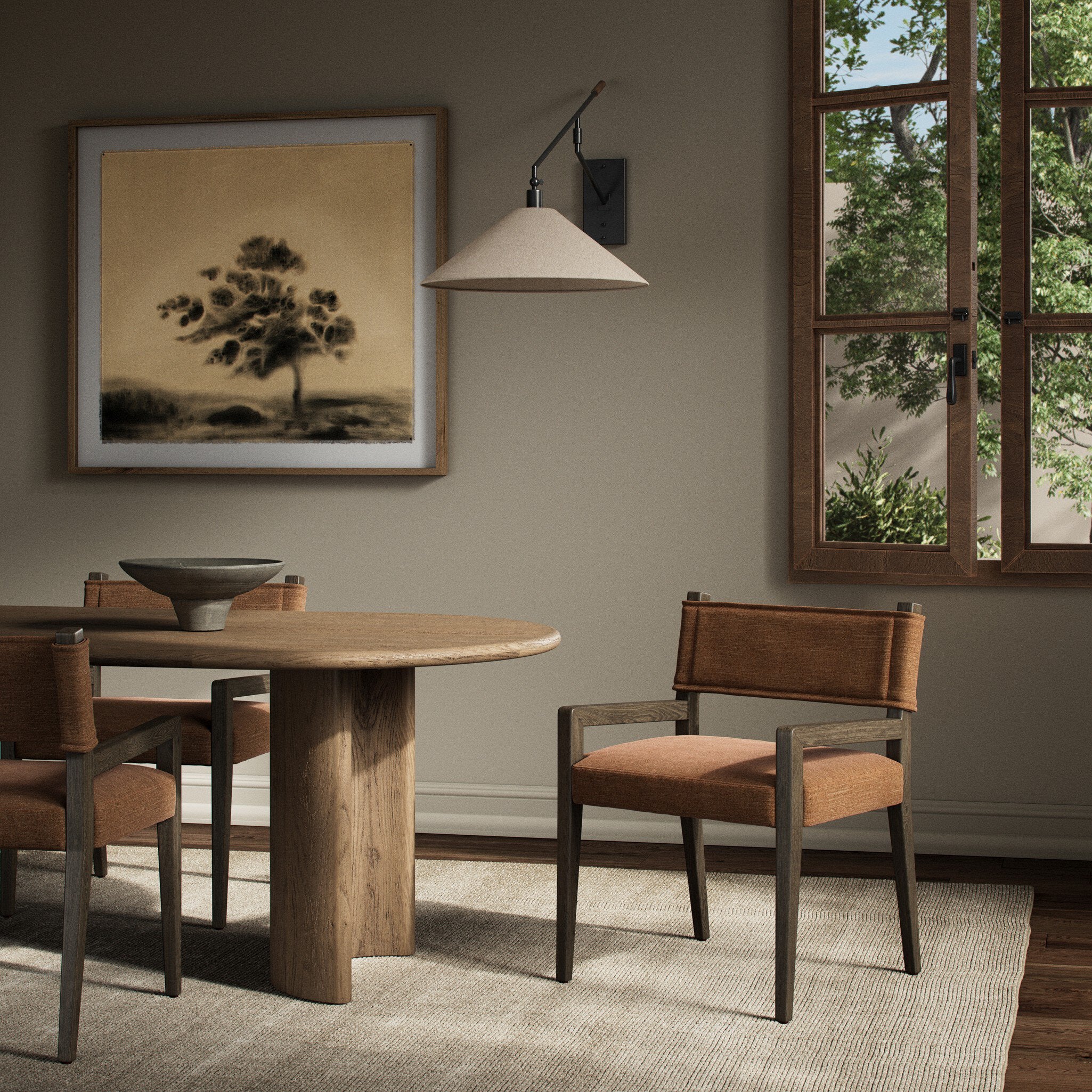 Four Hands Ferris Dining Armchair — Laughlin Ochre-Amber Ash
