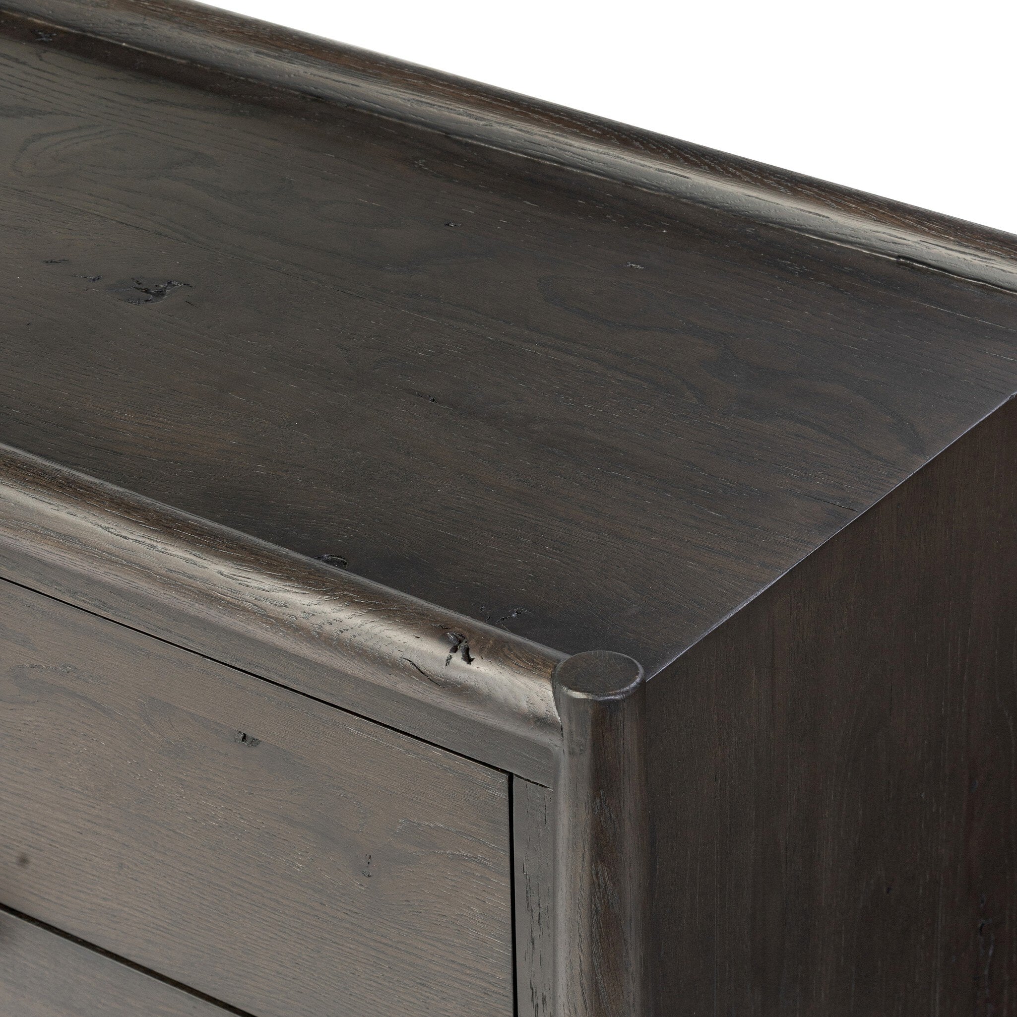 Four Hands Glenview 6 Drawer Dresser — Smoked Black Oak-Smoked Black Resawn Oak-Aged Bronze