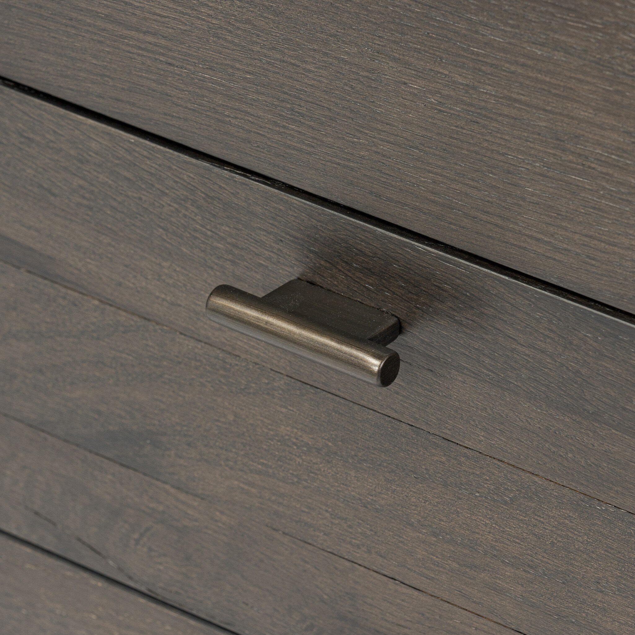 Four Hands Glenview 6 Drawer Dresser — Smoked Black Oak-Smoked Black Resawn Oak-Aged Bronze
