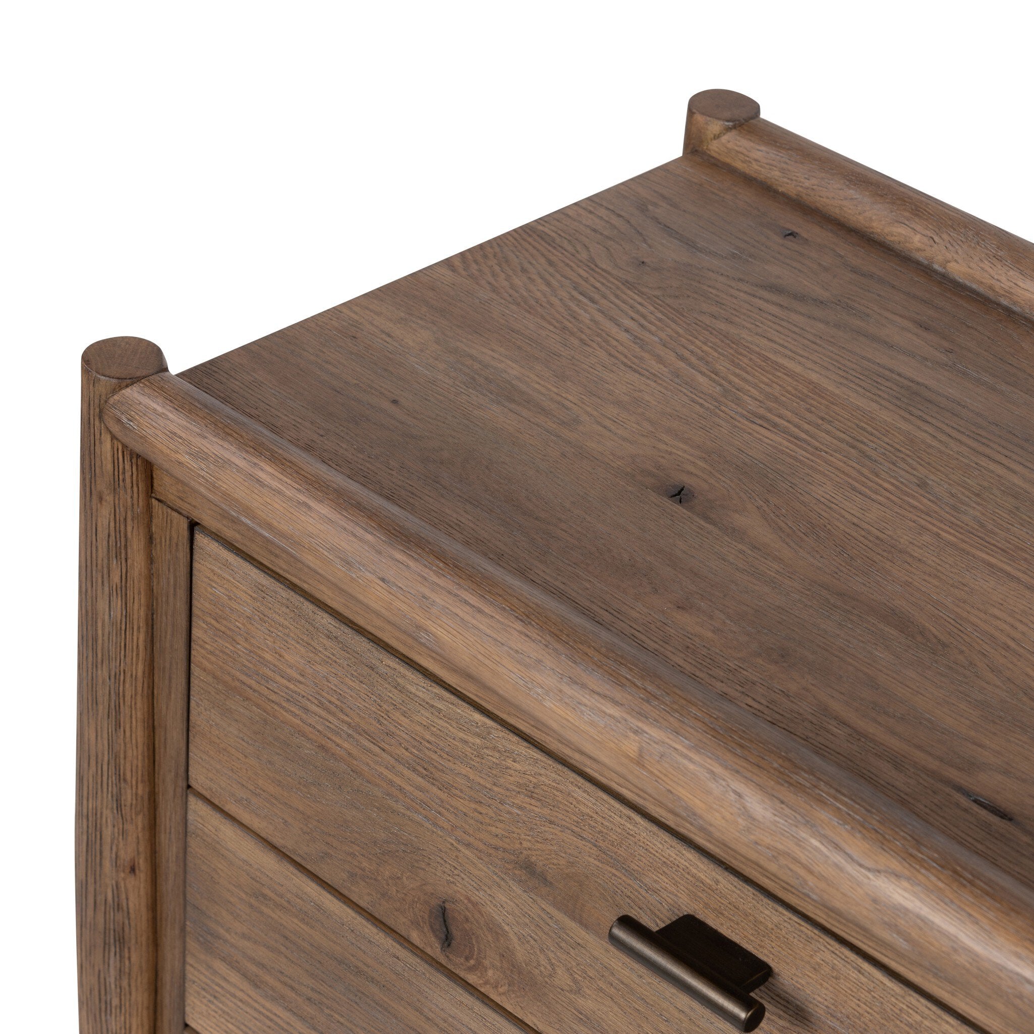 Four Hands Glenview Nightstand — Weathered Oak-Weathered Oak Veneer-Aged Bronze