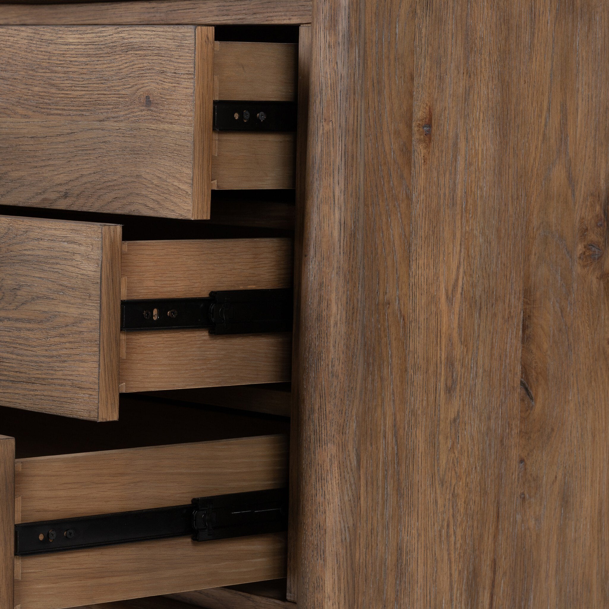 Four Hands Glenview Nightstand — Weathered Oak-Weathered Oak Veneer-Aged Bronze