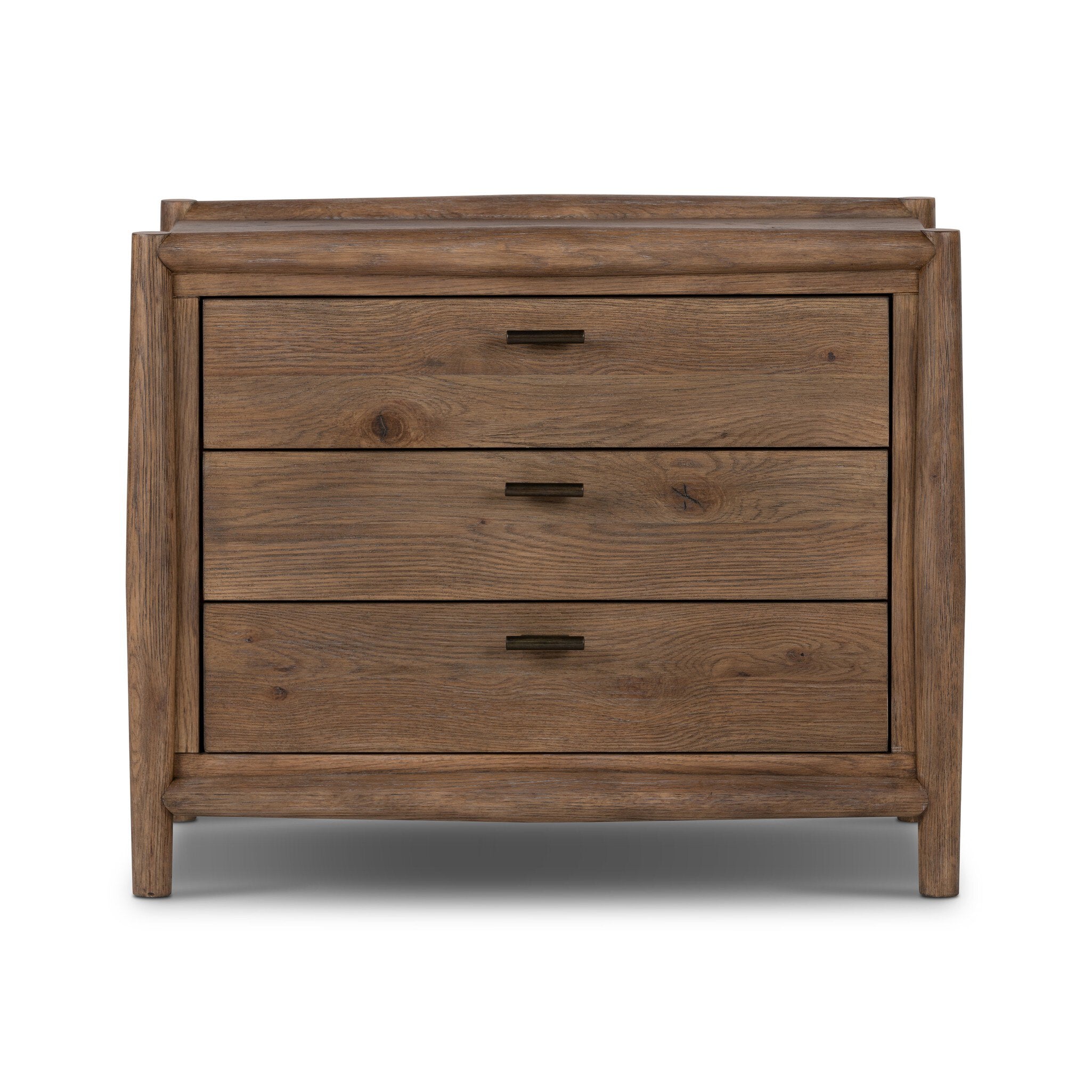 Four Hands Glenview Nightstand — Weathered Oak-Weathered Oak Veneer-Aged Bronze