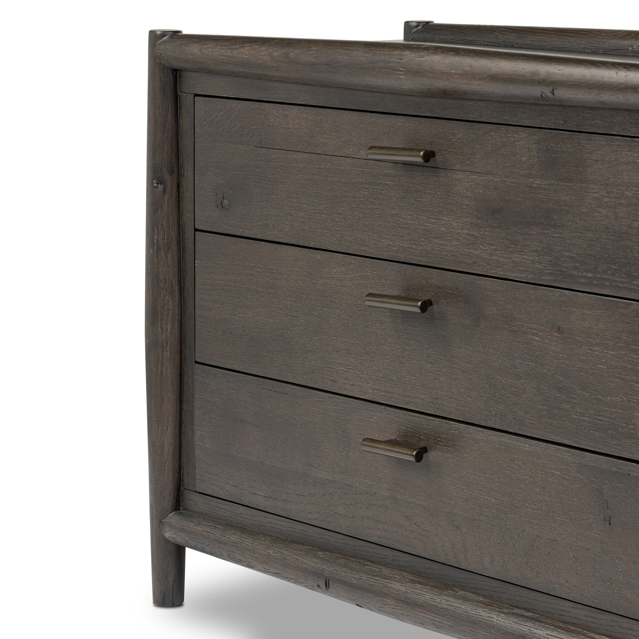 Four Hands Glenview Nightstand — Smoked Black Oak-Smoked Black Resawn Oak-Aged Bronze