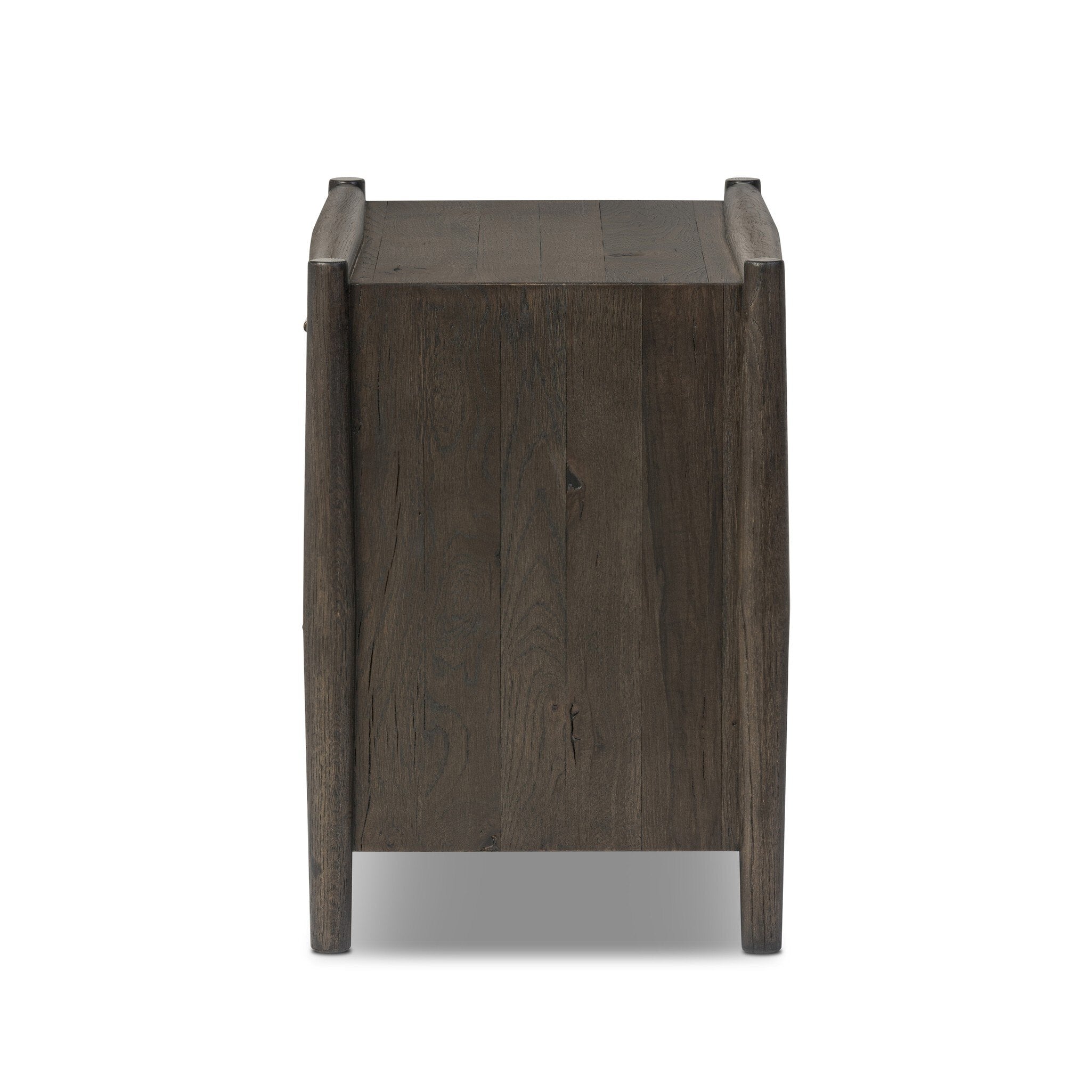 Four Hands Glenview Nightstand — Smoked Black Oak-Smoked Black Resawn Oak-Aged Bronze