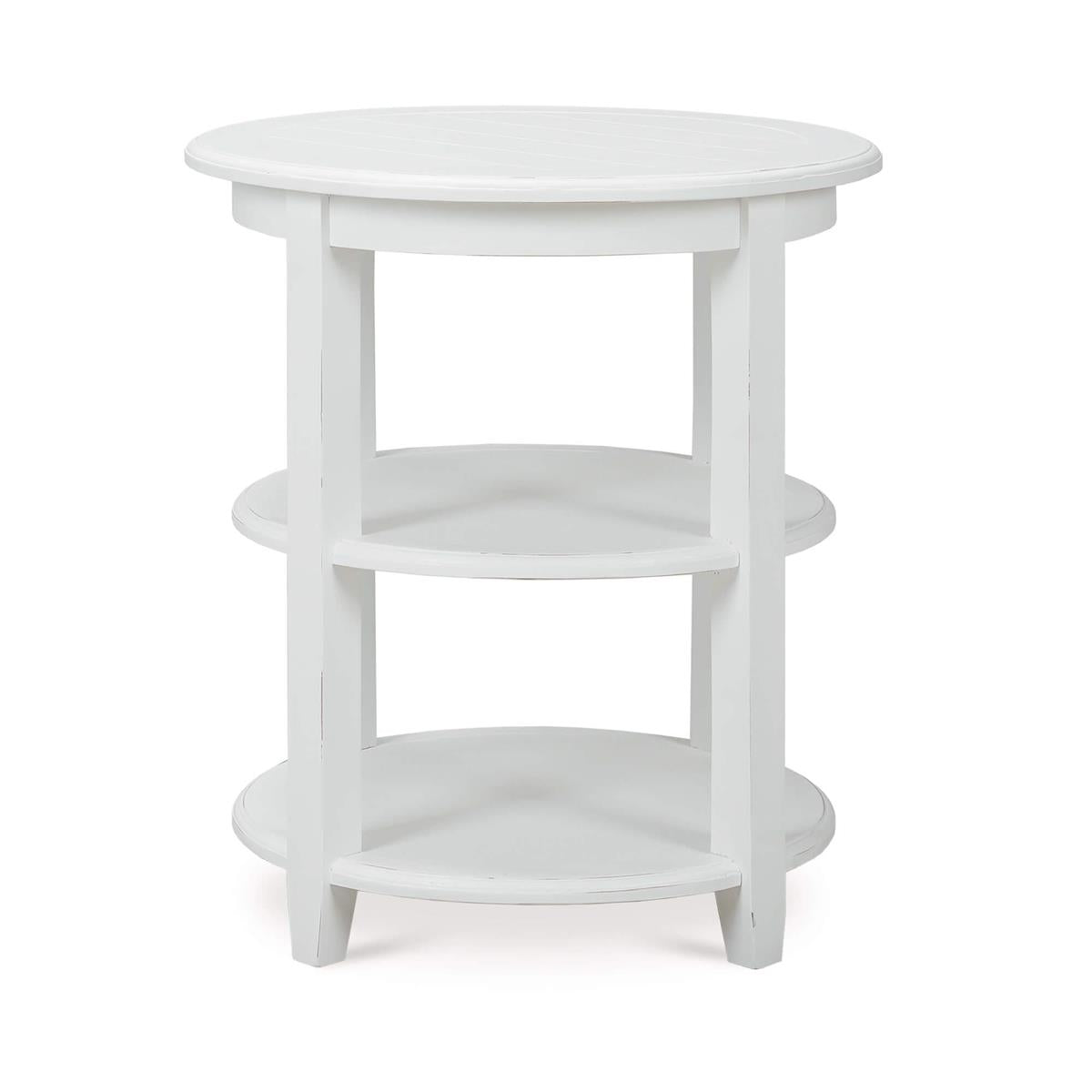 Bramble Luna Round 3 Tier Side Table — Architectural White / Light Distressed