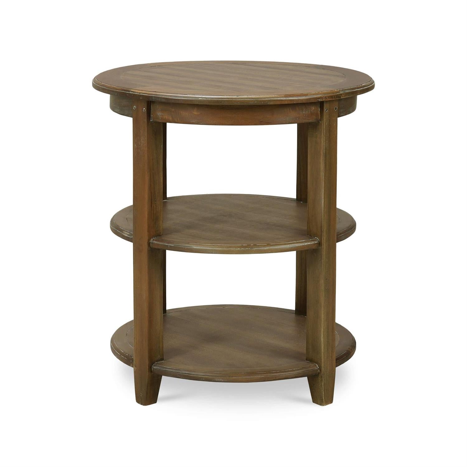 Bramble Luna Round 3 Tier Side Table — Straw Wash