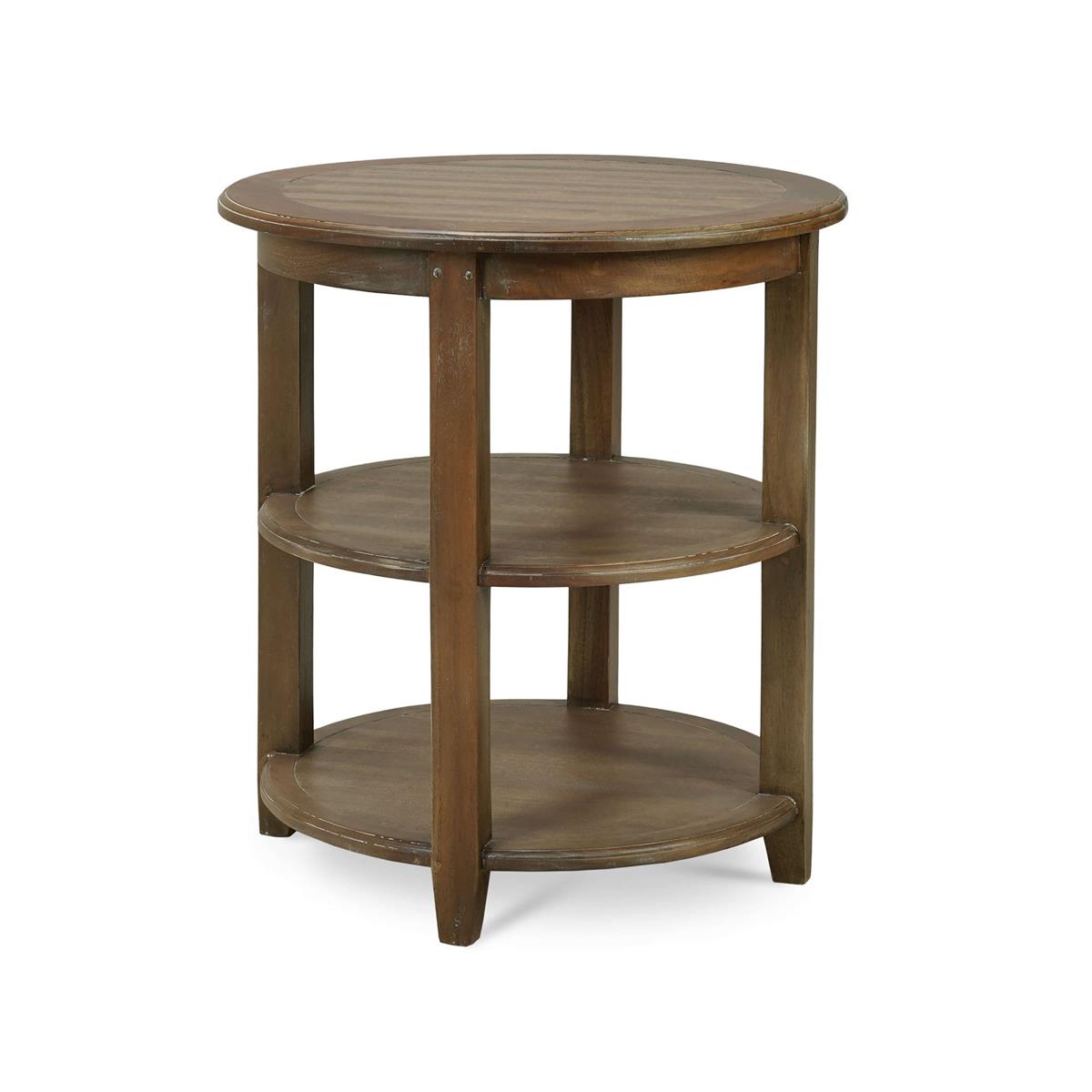Bramble Luna Round 3 Tier Side Table — Straw Wash