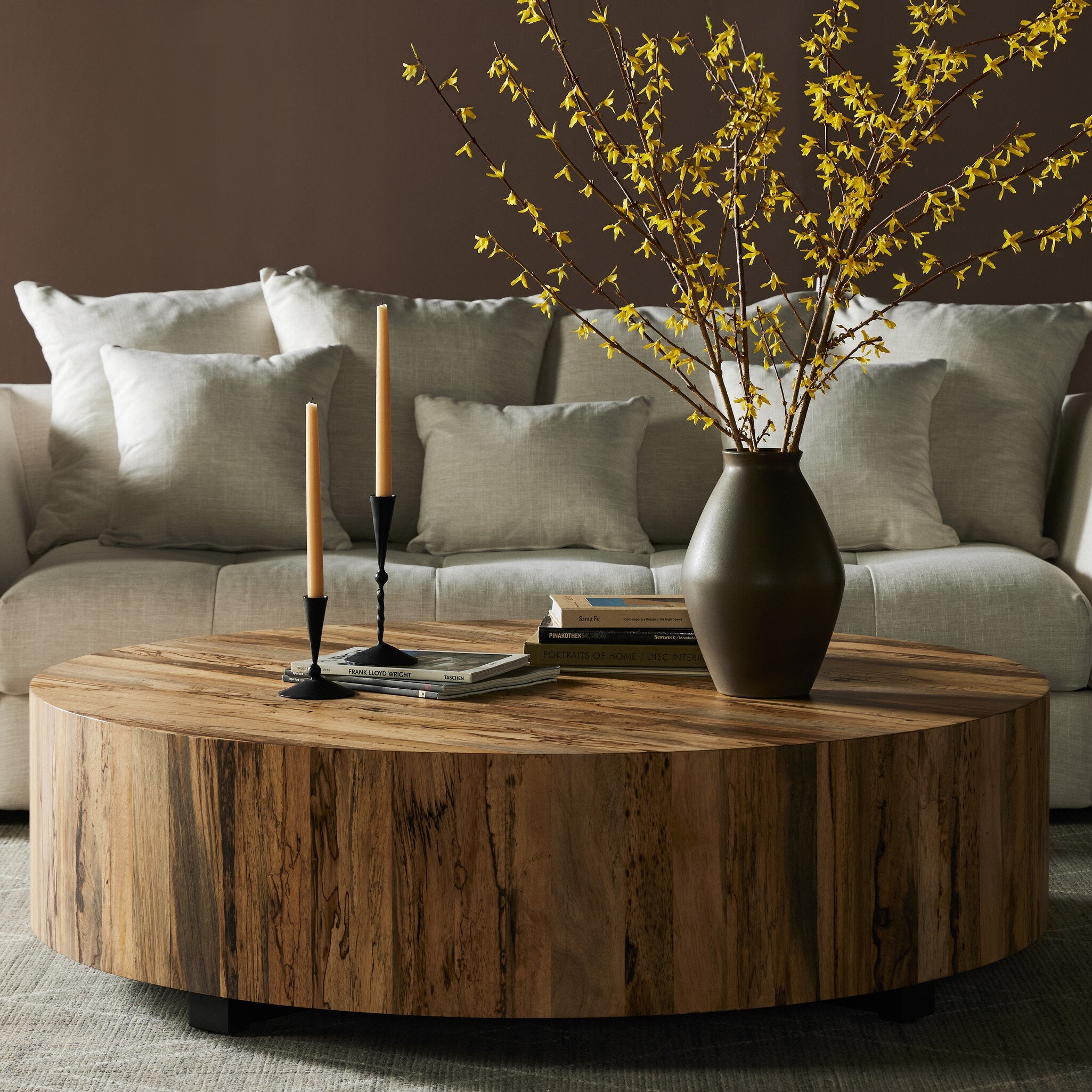 Four Hands Hudson Large Coffee Table — Spalted Primavera-Black Pine
