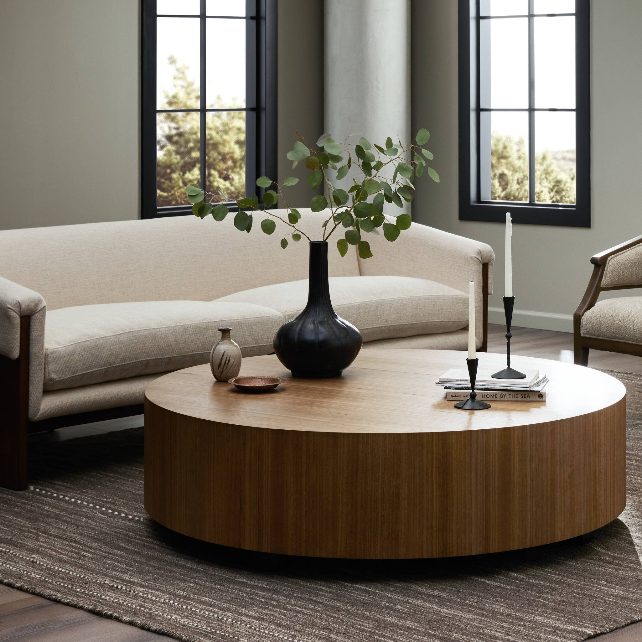 Four Hands Hudson Large Coffee Table — Natural Yukas-Black Pine