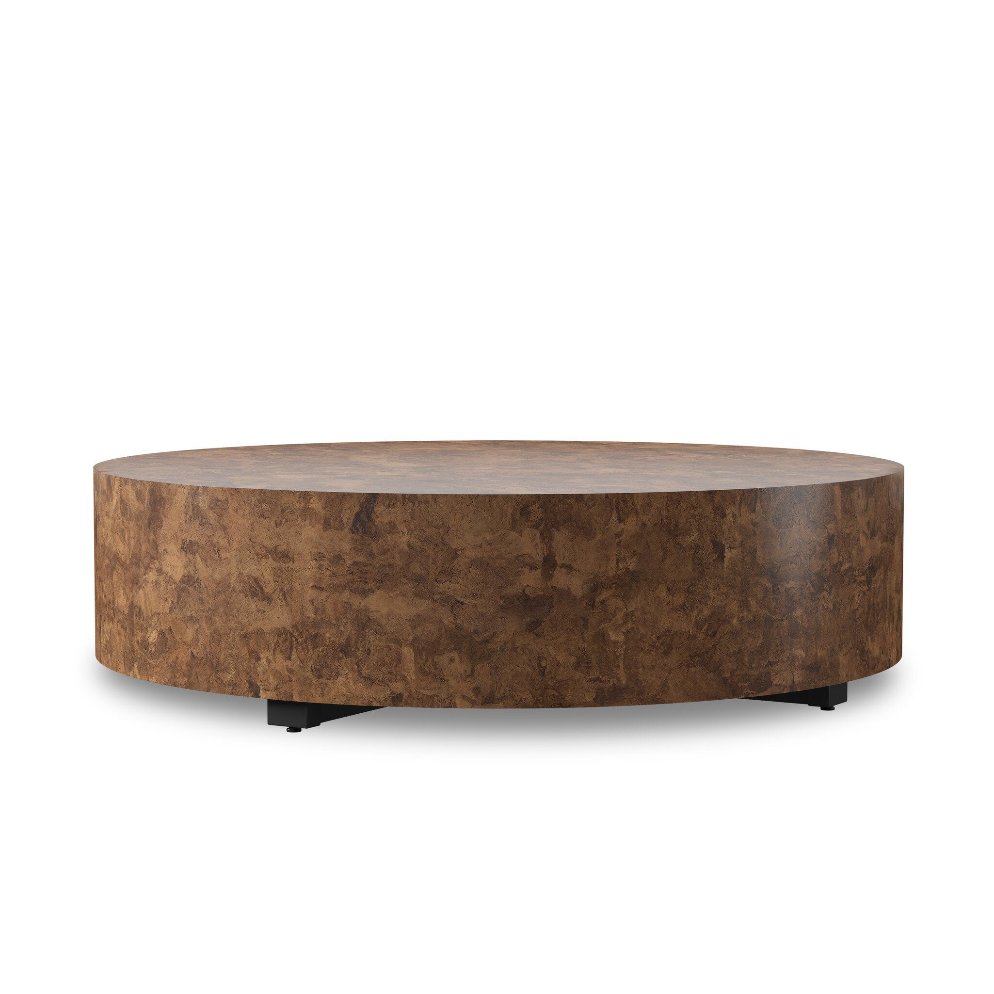 Four Hands Hudson Large Coffee Table — Dark Bark Paper-Black Pine-Smoked Oak Veneer