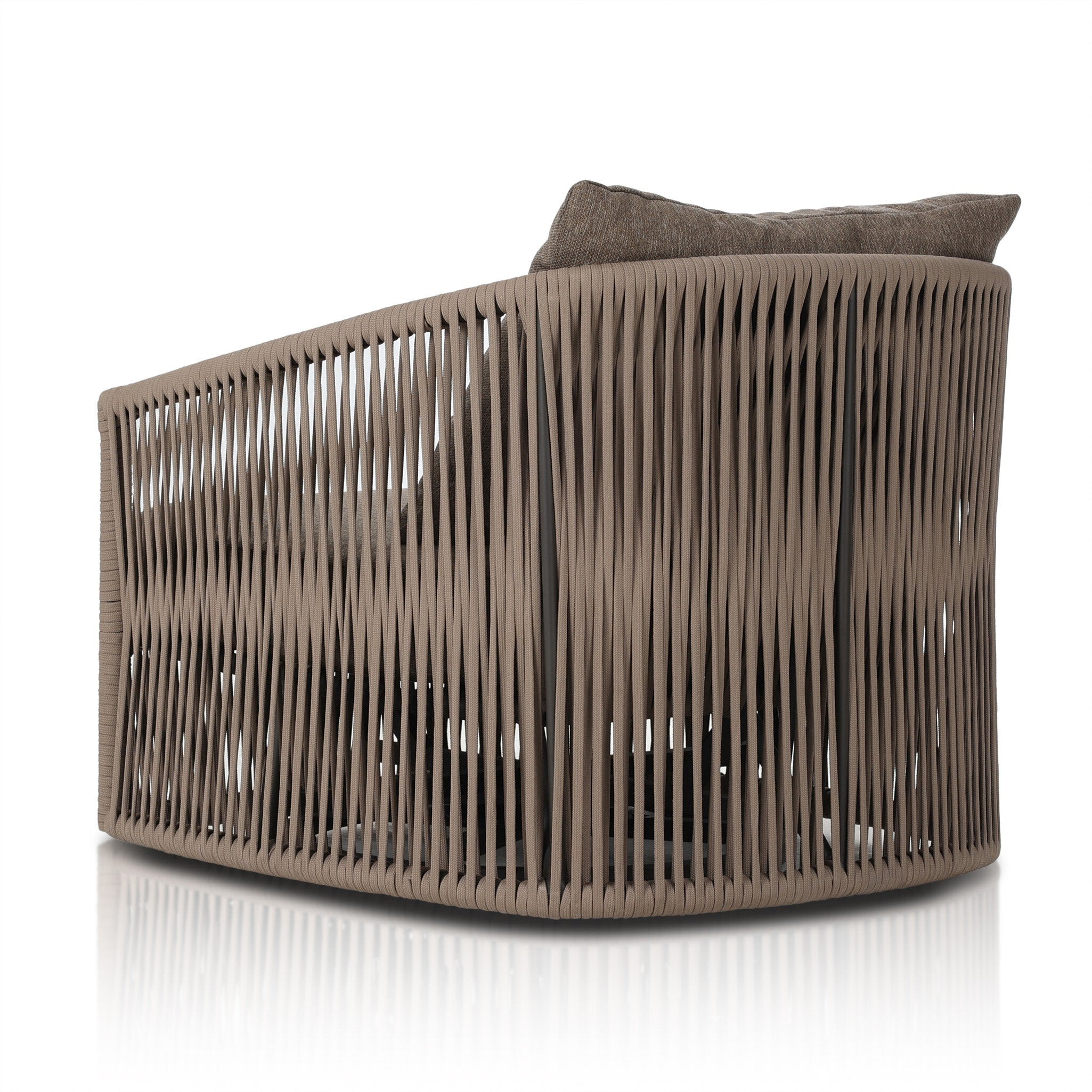 Four Hands Porto Outdoor Swivel Chair — Bronze-Ellor Brown-Khaki Rope