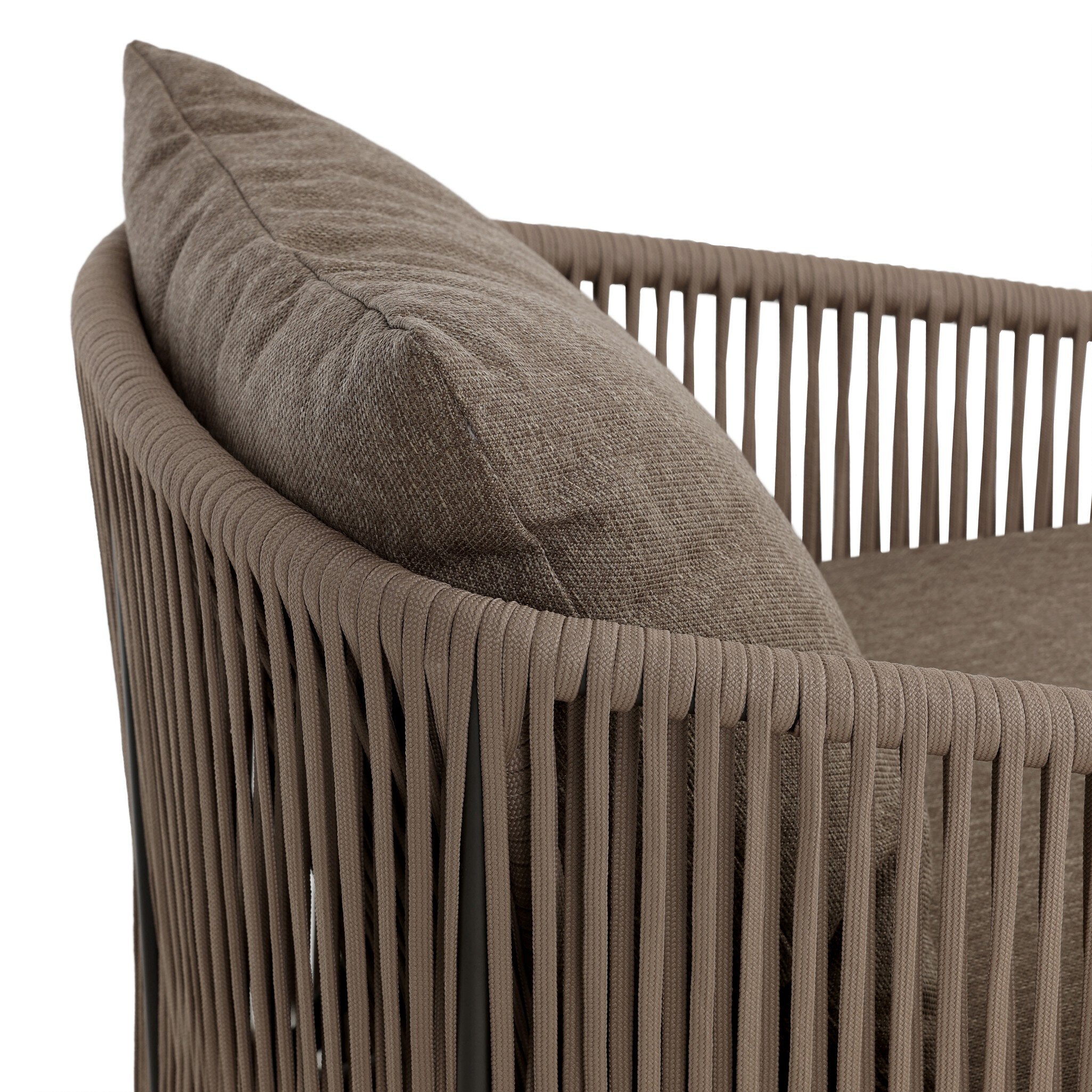 Four Hands Porto Outdoor Swivel Chair — Bronze-Ellor Brown-Khaki Rope