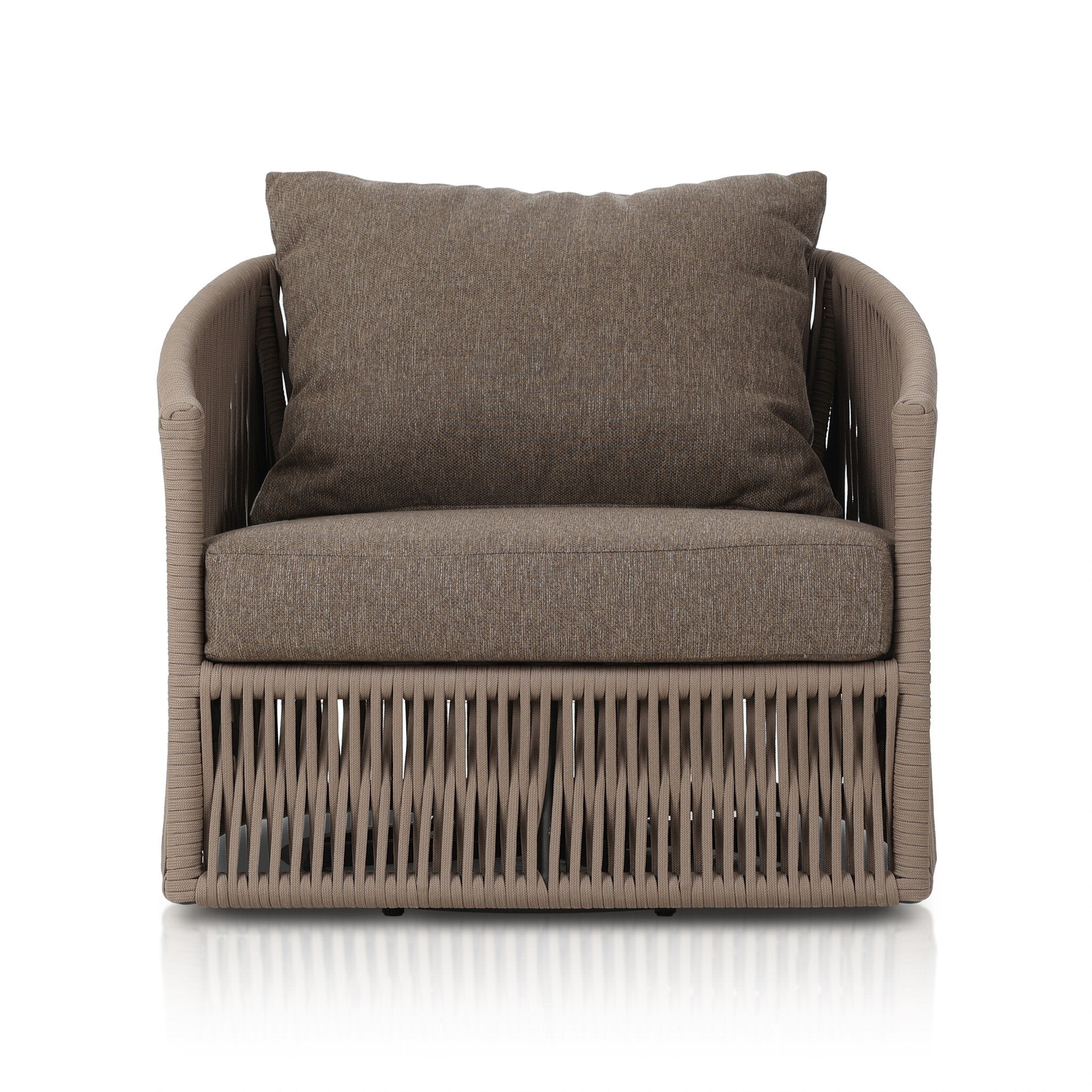 Four Hands Porto Outdoor Swivel Chair — Bronze-Ellor Brown-Khaki Rope
