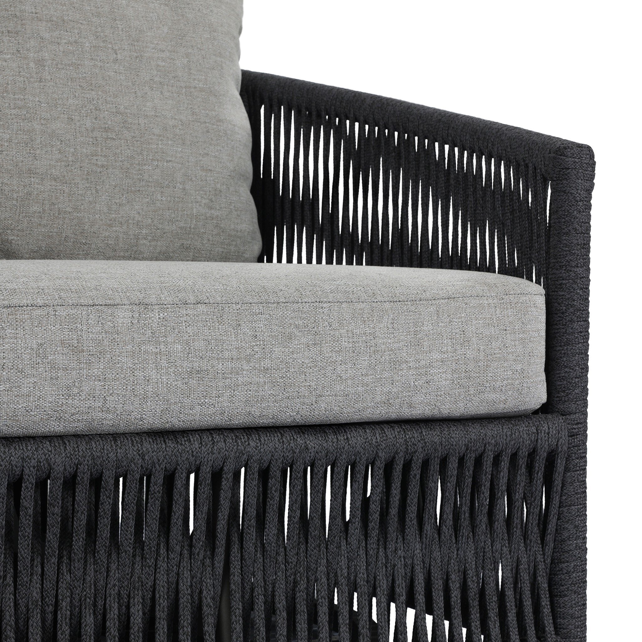 Four Hands Porto Outdoor Swivel Chair — Bronze-Alessi Slate-Thick Dark Grey Rope