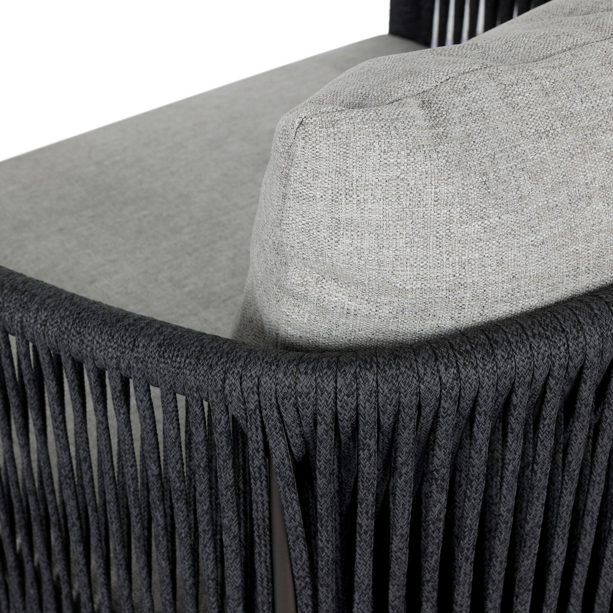 Four Hands Porto Outdoor Swivel Chair — Bronze-Alessi Slate-Thick Dark Grey Rope