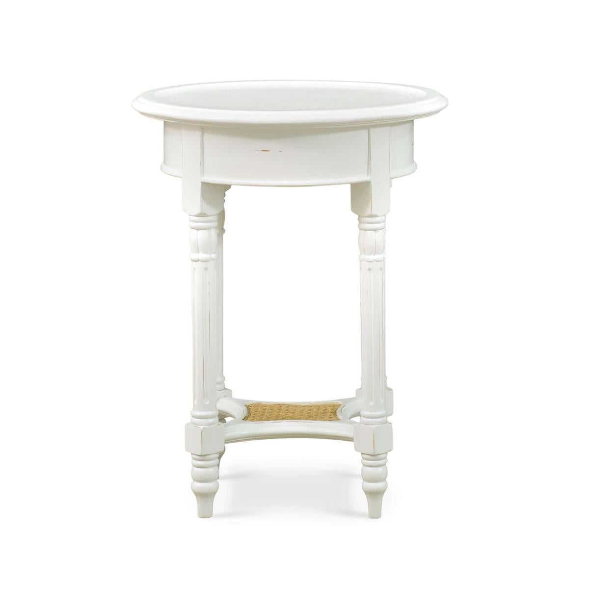 Bramble Montego Side Table — White Harvest / Rattan Natural