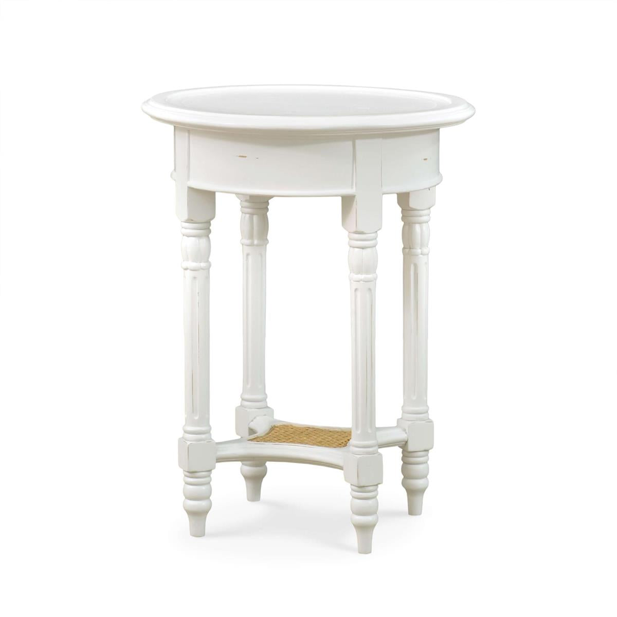 Bramble Montego Side Table — White Harvest / Rattan Natural