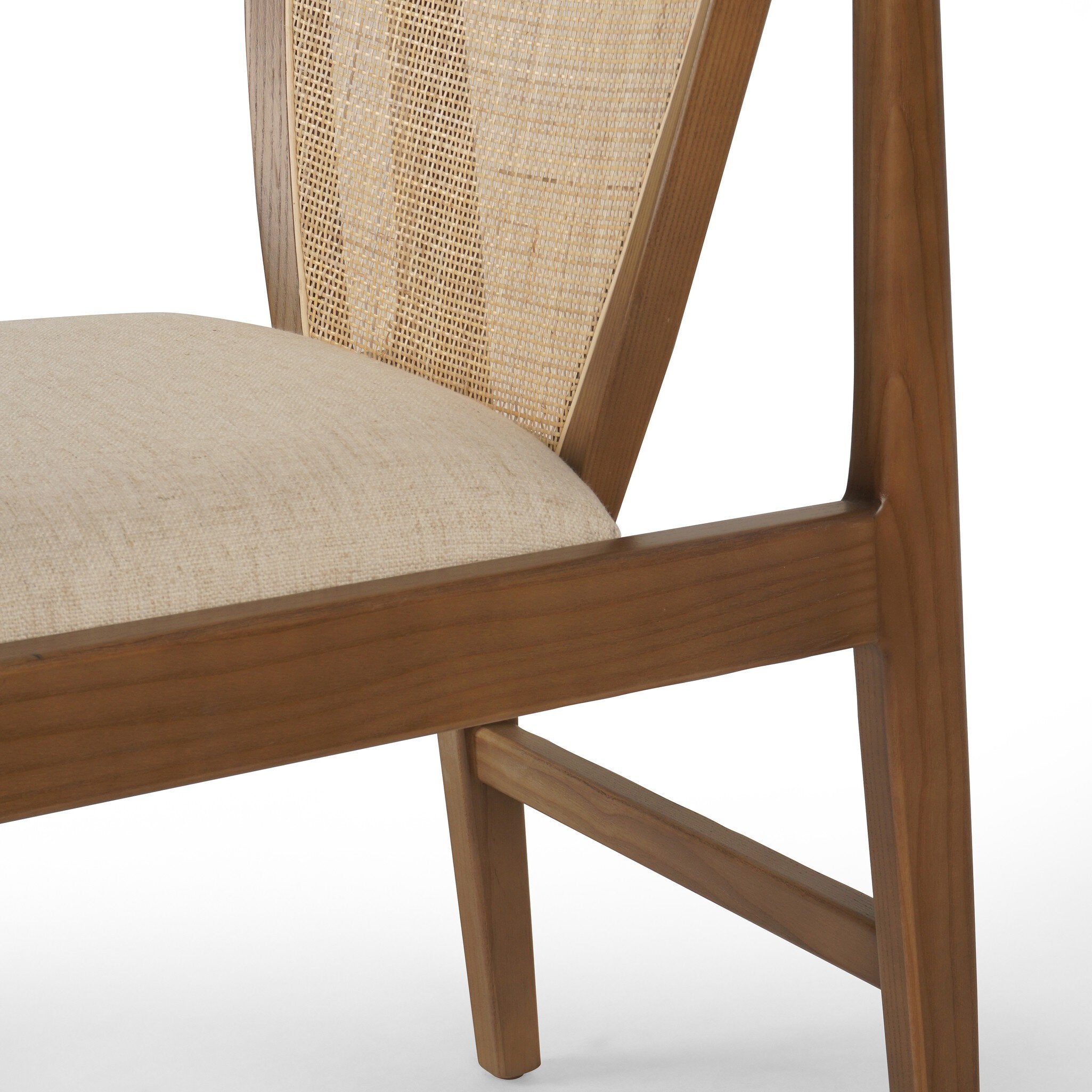 Four Hands Alida Dining Chair — Alcala Cream-Warm Ash-Natural Crosshatch Cane