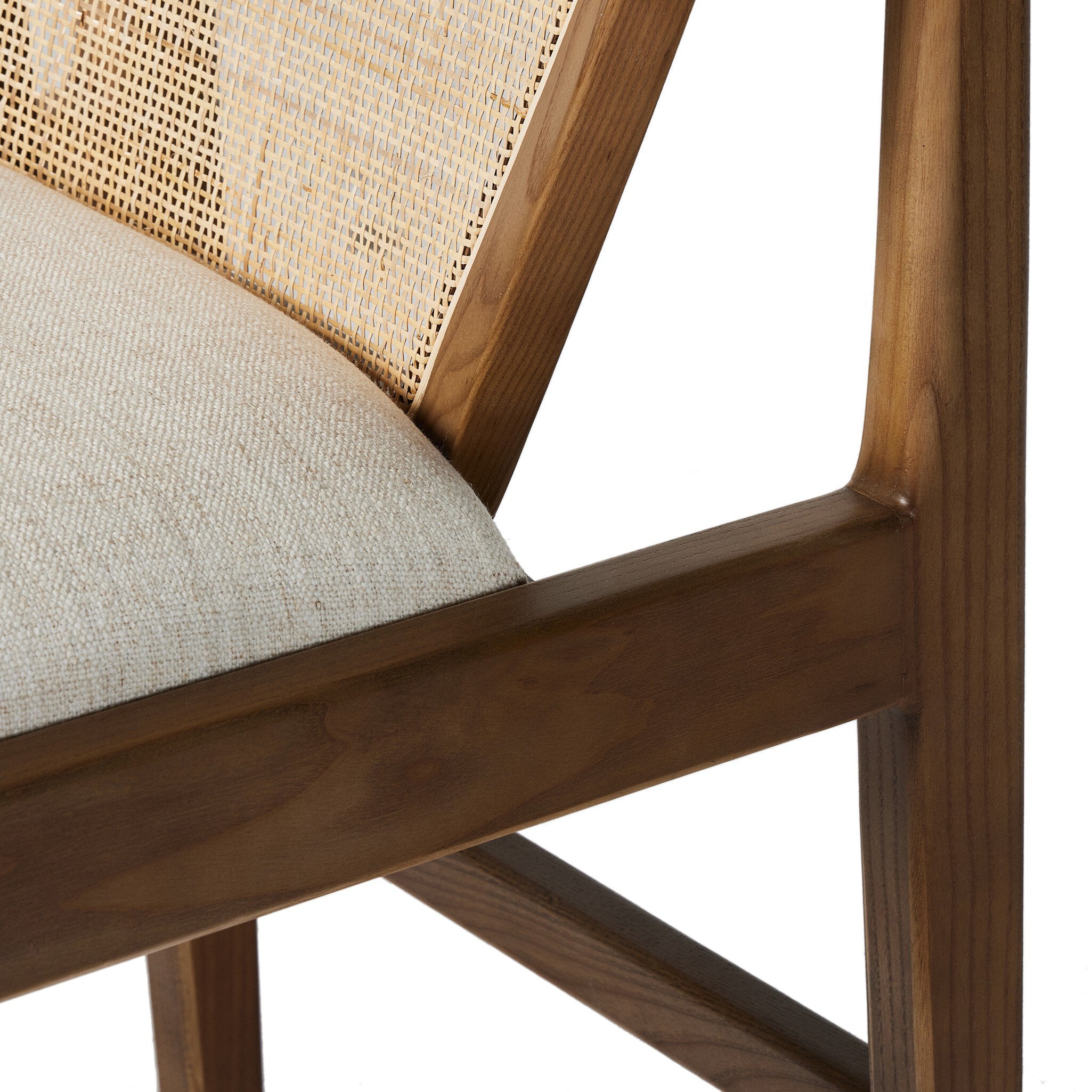 Four Hands Alida Dining Chair — Alcala Cream-Warm Ash-Natural Crosshatch Cane
