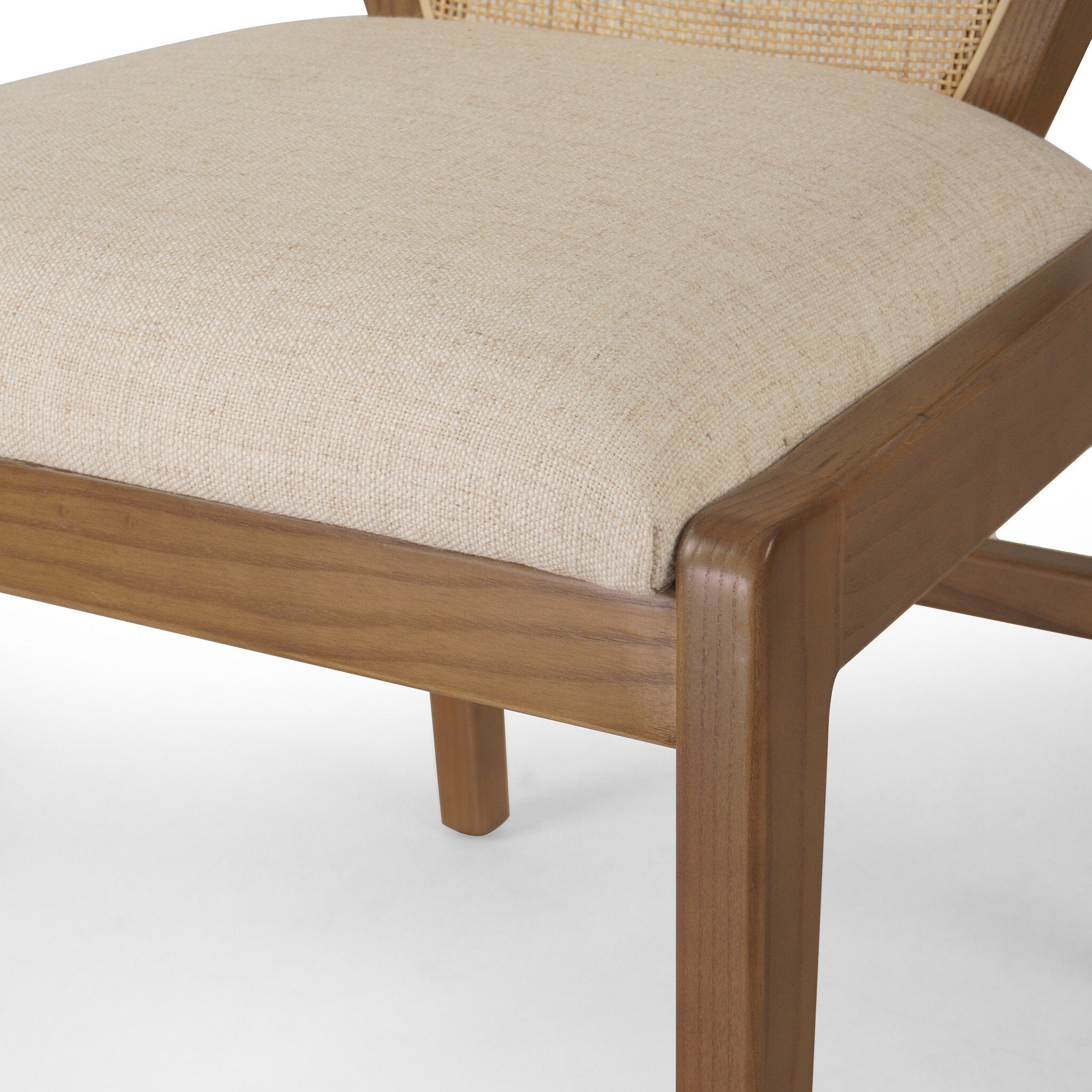 Four Hands Alida Dining Chair — Alcala Cream-Warm Ash-Natural Crosshatch Cane