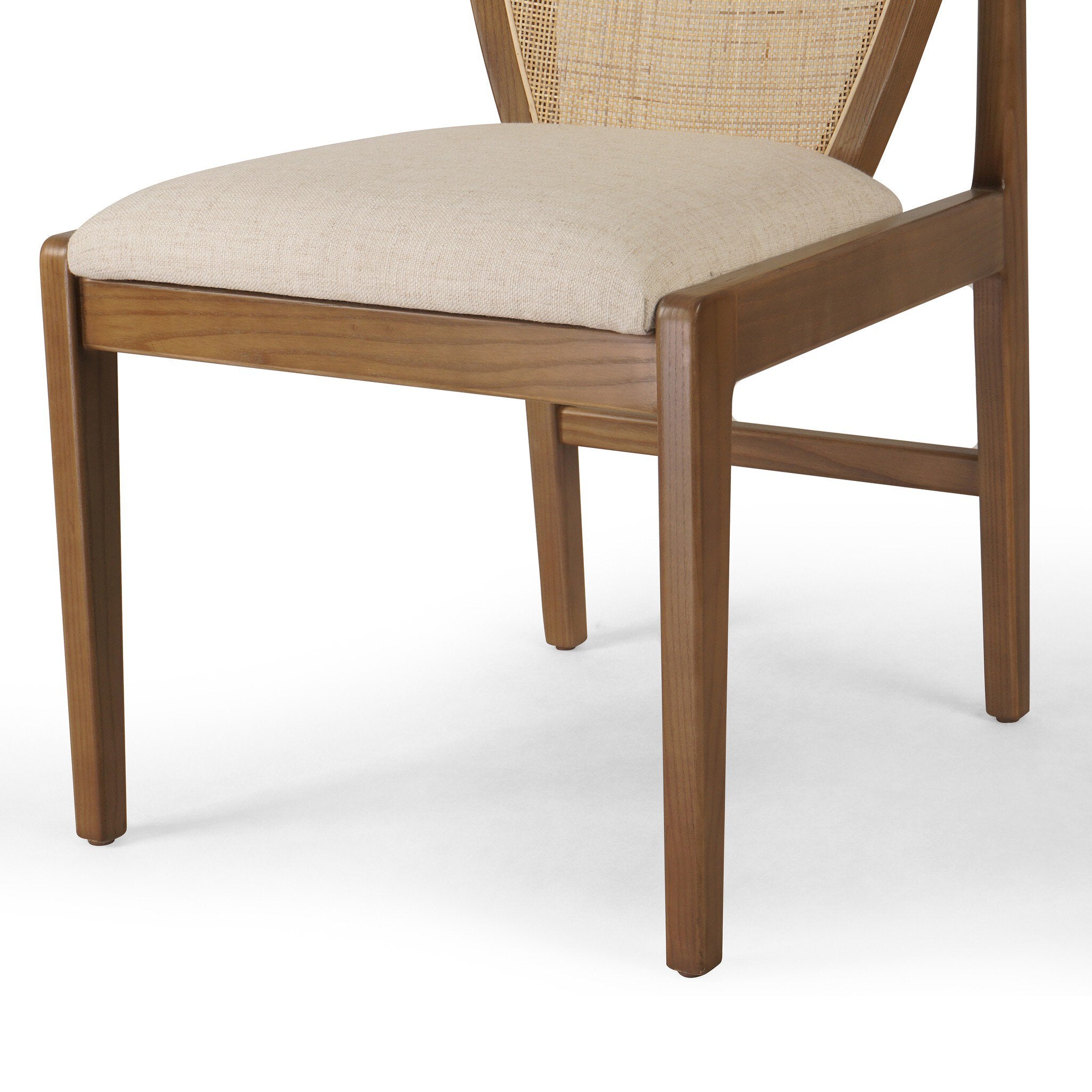Four Hands Alida Dining Chair — Alcala Cream-Warm Ash-Natural Crosshatch Cane