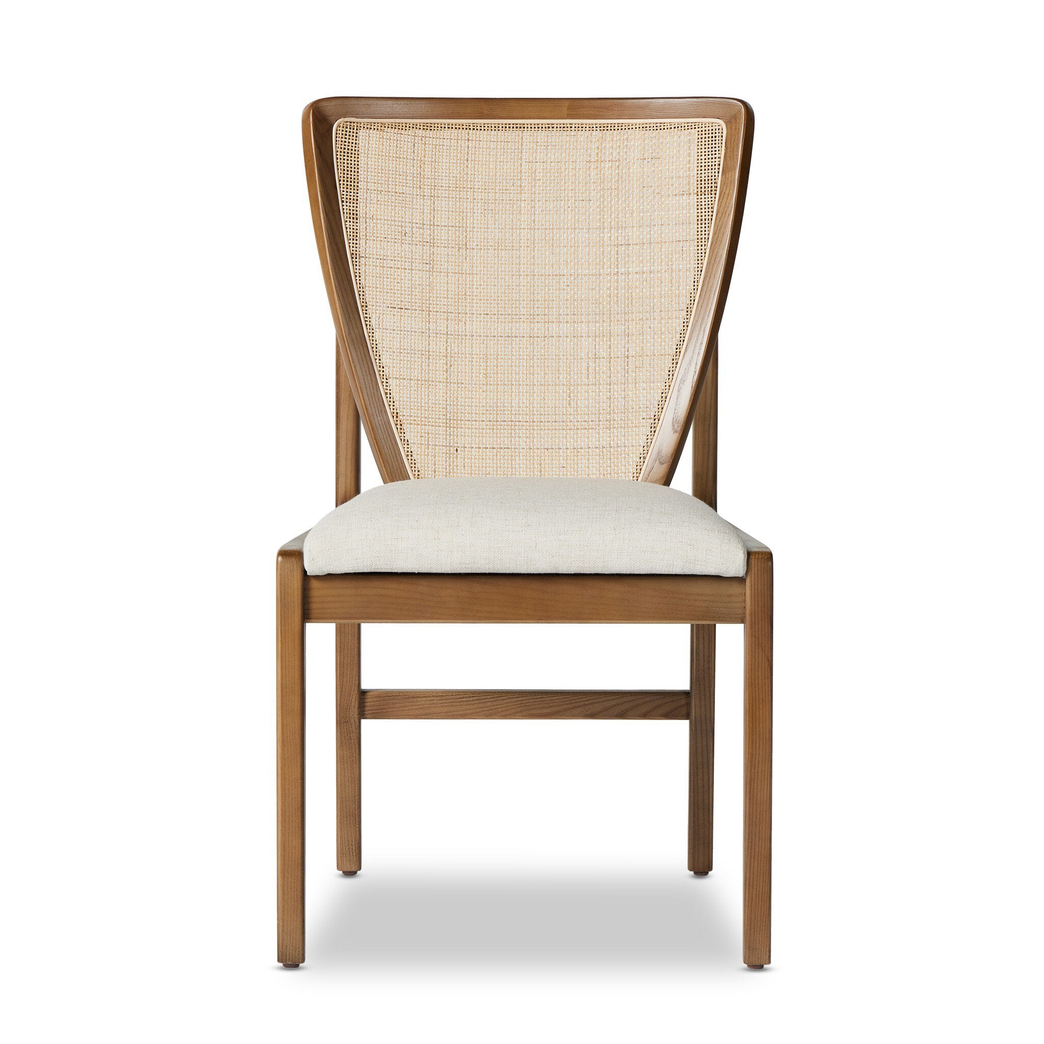 Four Hands Alida Dining Chair — Alcala Cream-Warm Ash-Natural Crosshatch Cane