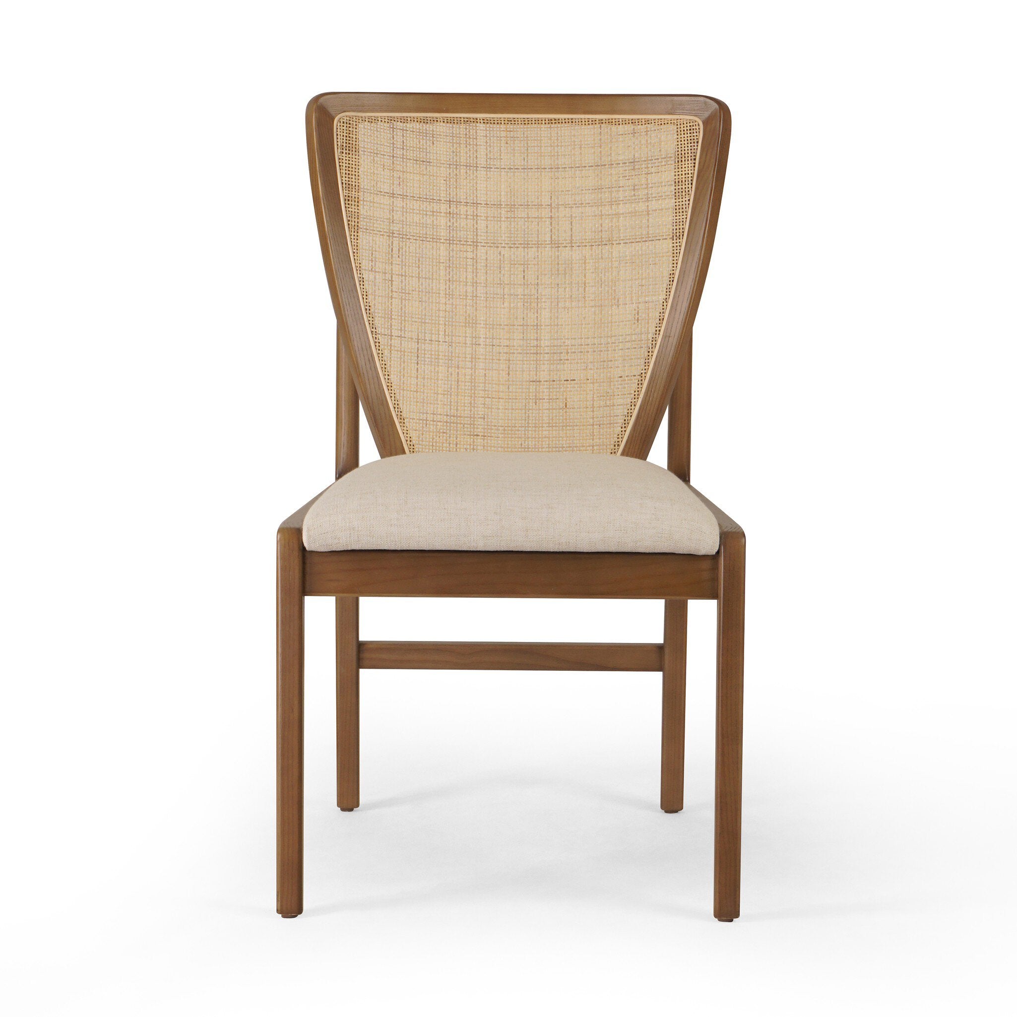 Four Hands Alida Dining Chair — Alcala Cream-Warm Ash-Natural Crosshatch Cane