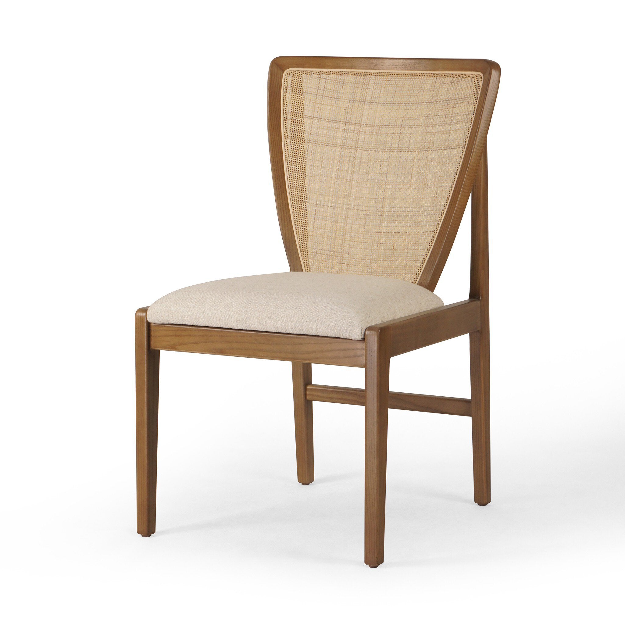 Four Hands Alida Dining Chair — Alcala Cream-Warm Ash-Natural Crosshatch Cane