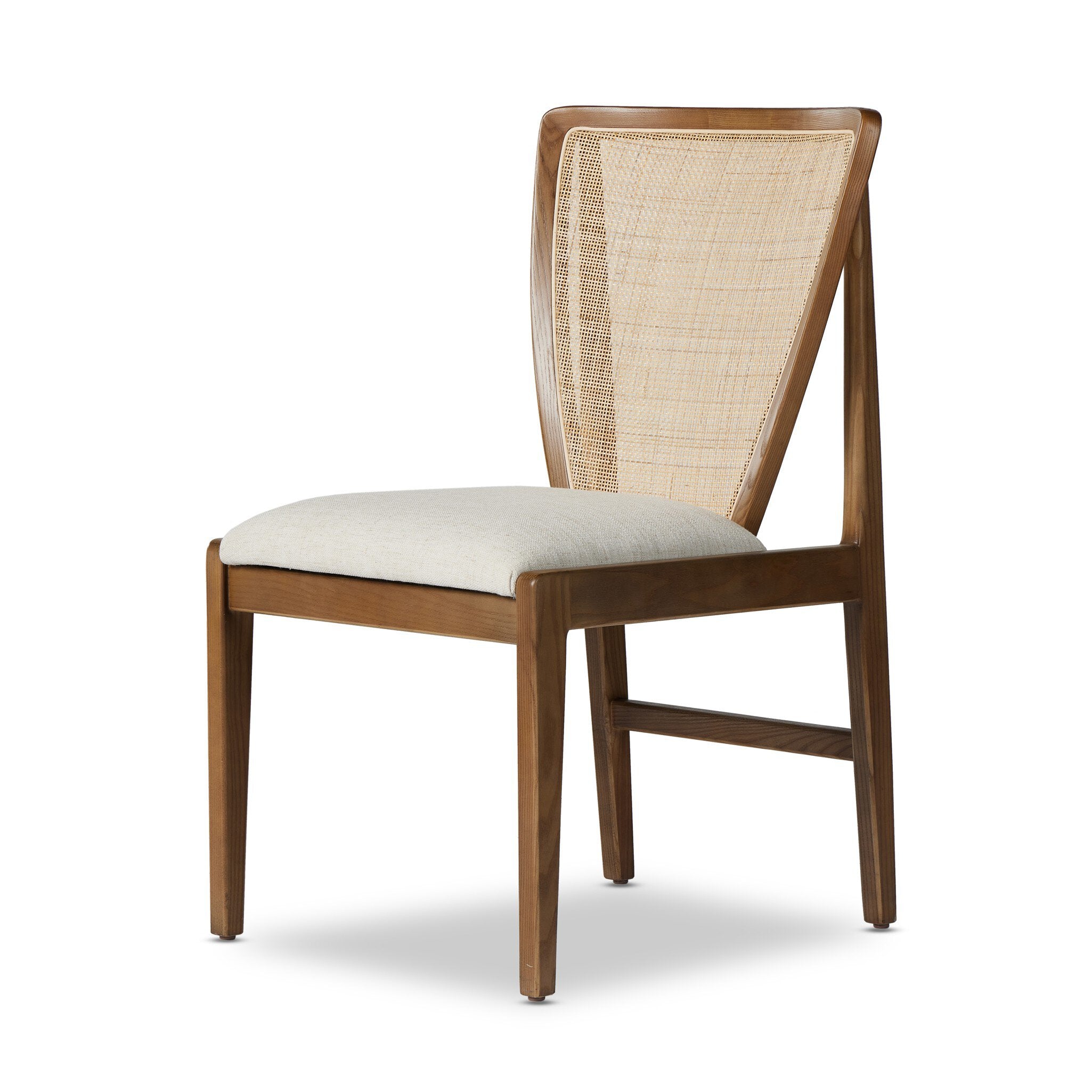 Four Hands Alida Dining Chair — Alcala Cream-Warm Ash-Natural Crosshatch Cane