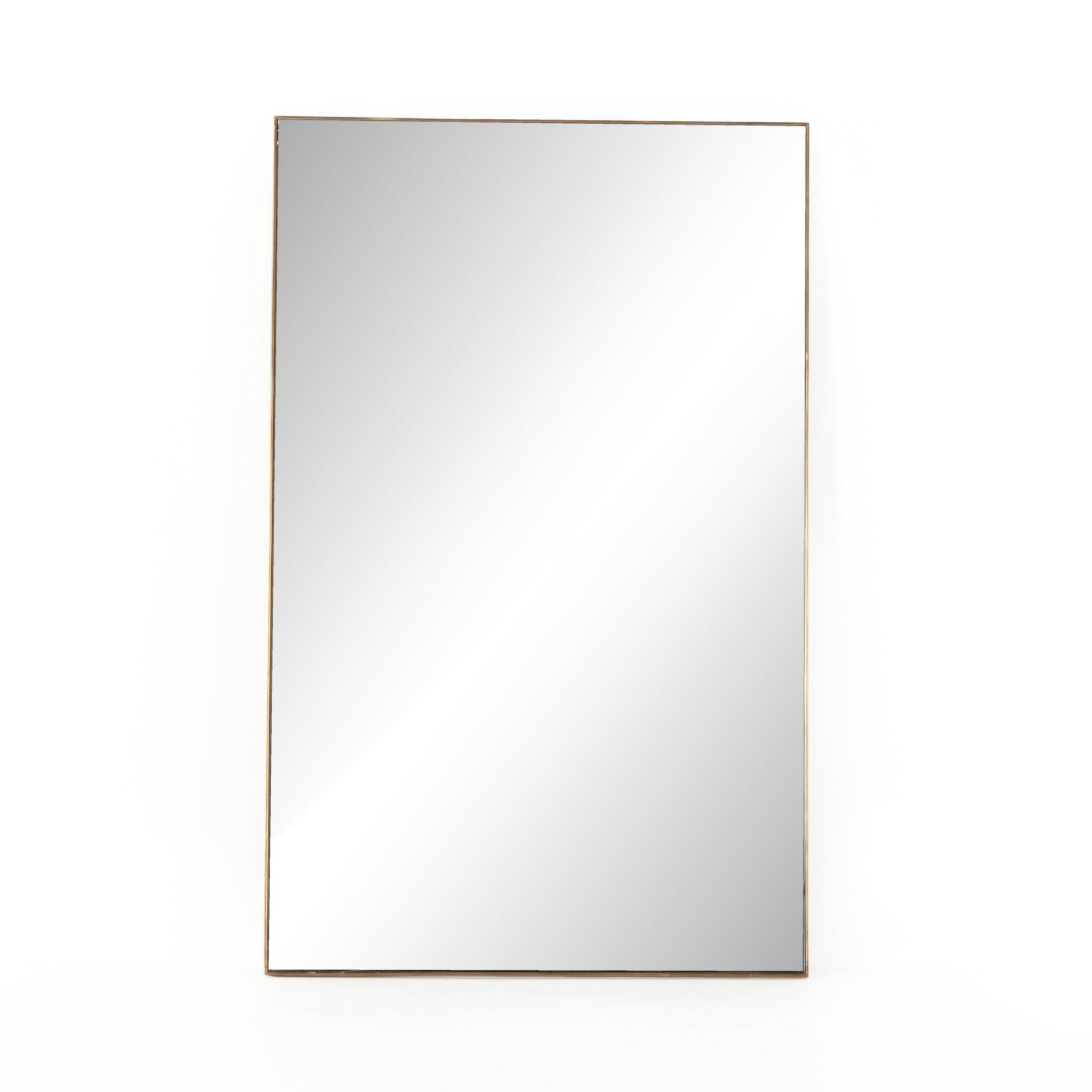 Four Hands Georgina Rectangle Floor Mirror — Polished Brass-Mirror
