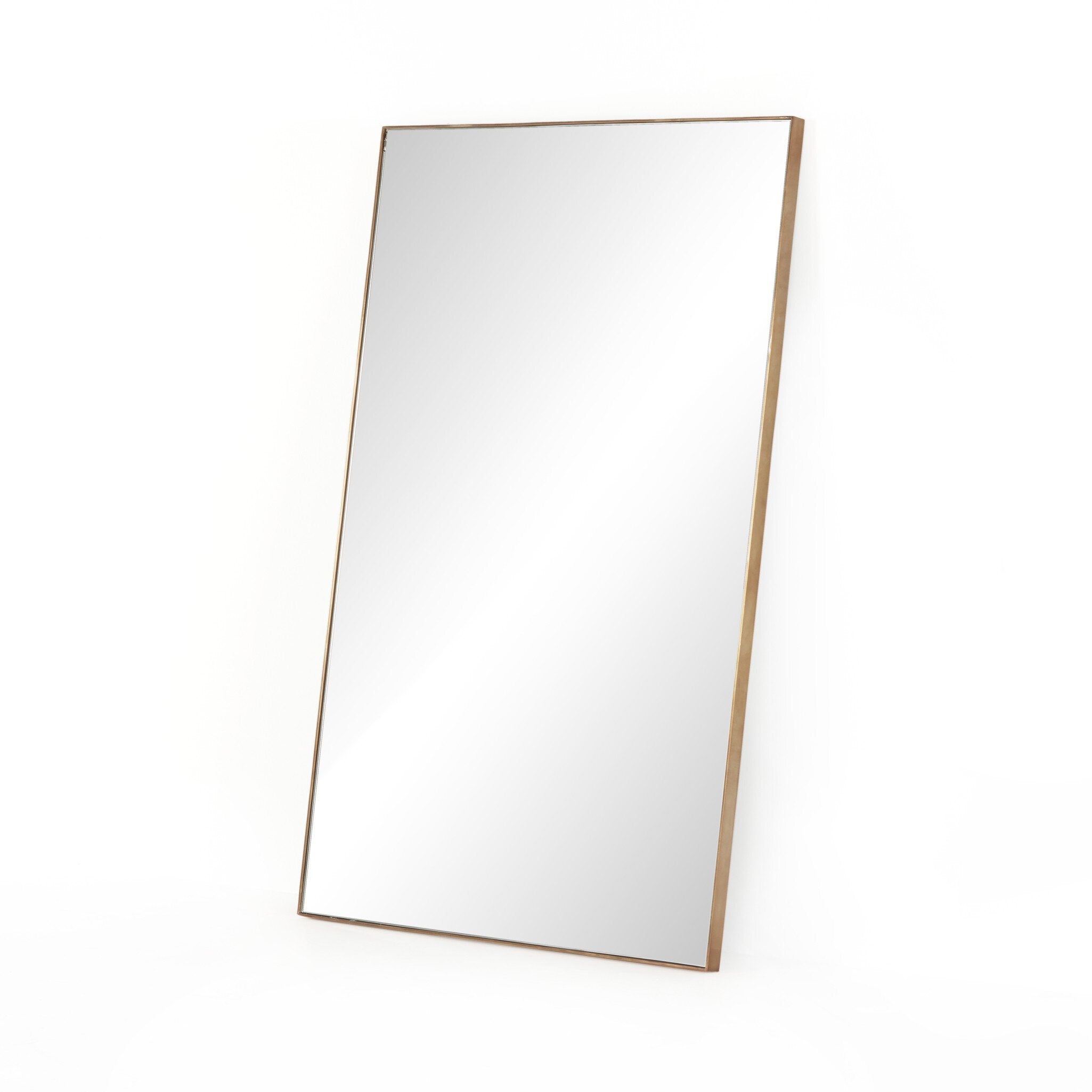 Four Hands Georgina Rectangle Floor Mirror — Polished Brass-Mirror
