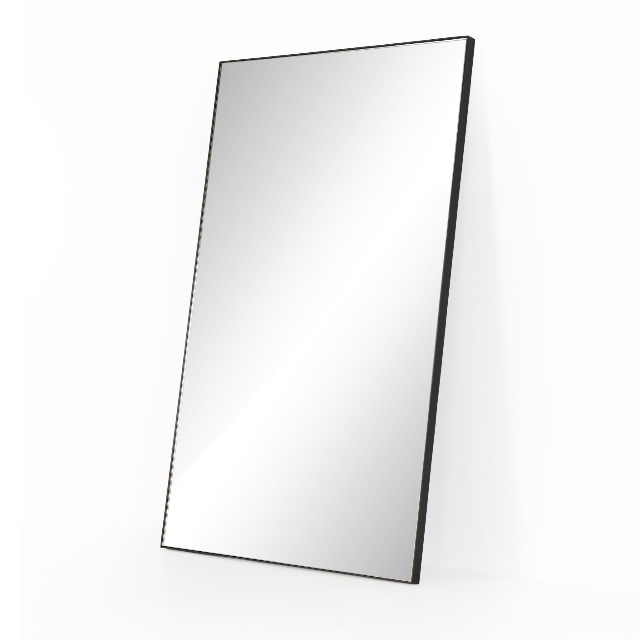 Four Hands Georgina Rectangle Floor Mirror — Iron Matte Black-Mirror