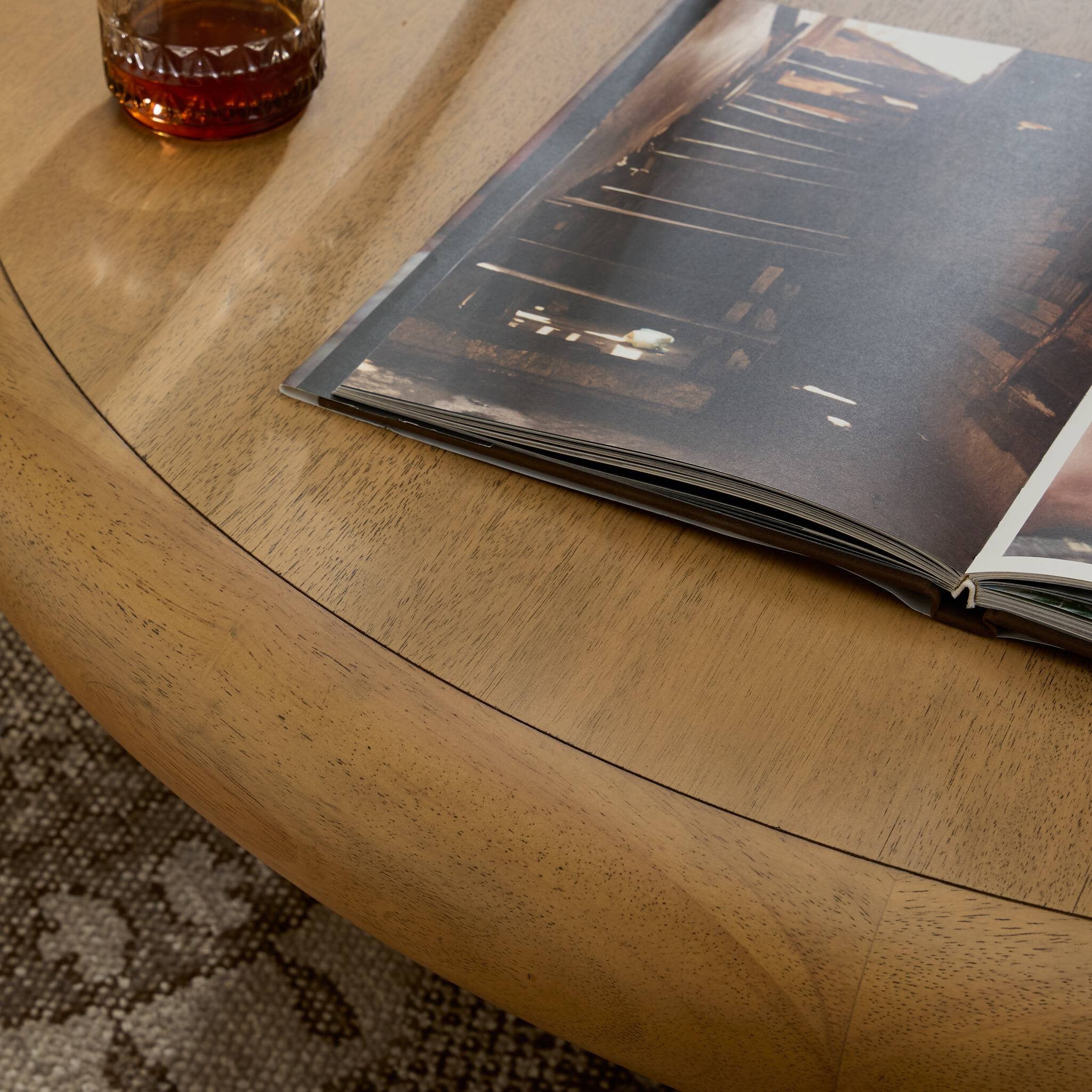 Four Hands Zach Large Coffee Table — Burnished Parawood-Burnished Parawood Veneer