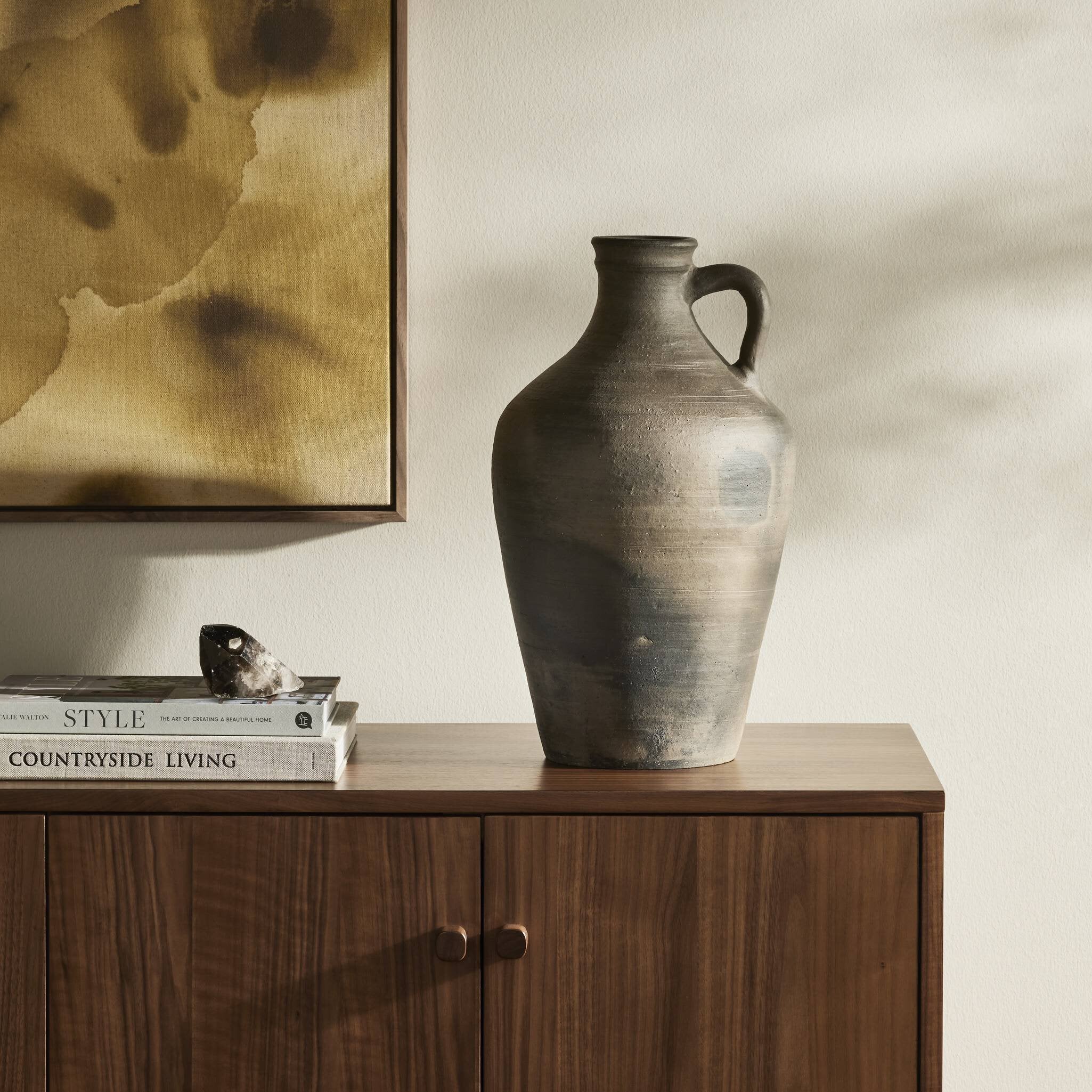 Four Hands Kamari Vessel — Aged Black Terracotta