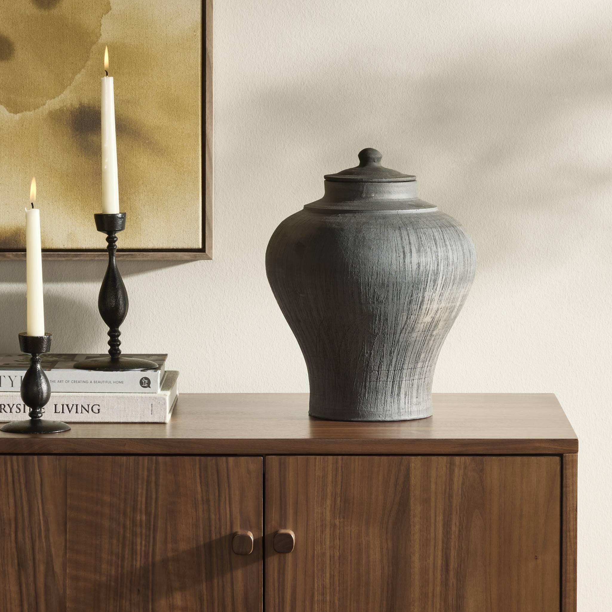 Four Hands Clea Vessel — Aged Black Terracotta