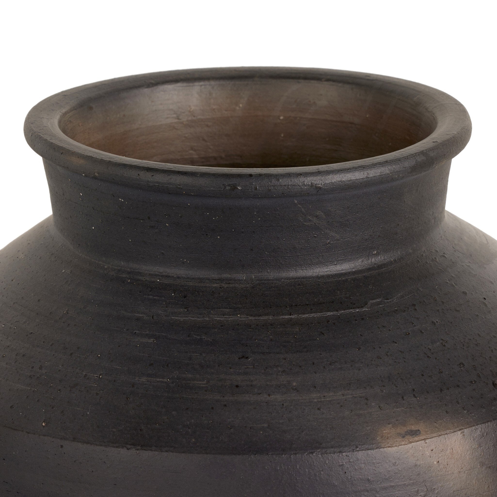 Four Hands Kyland Vessel — Aged Black Terracotta