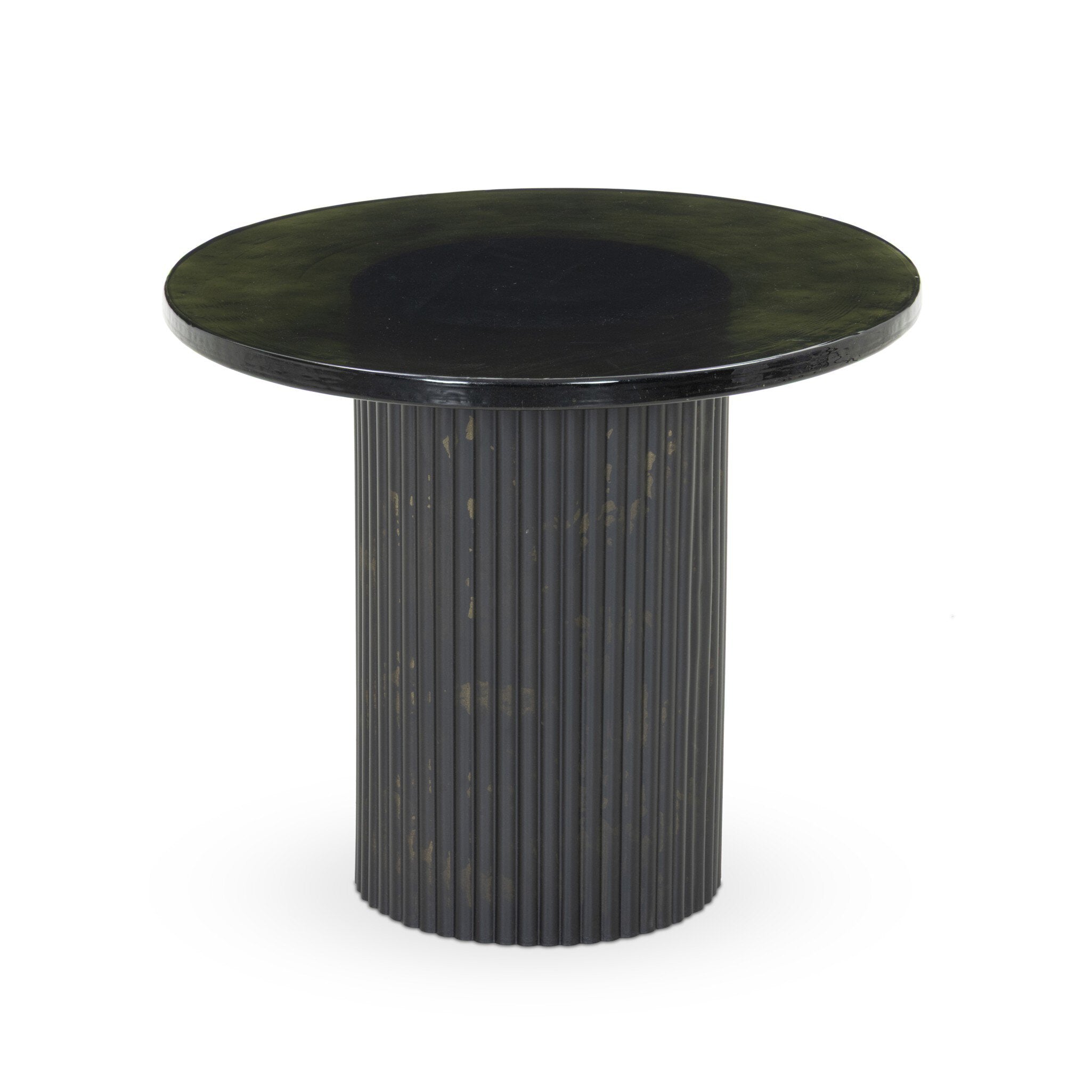 Four Hands Ruben End Table — Moss Cast Glass-Rustic Brown
