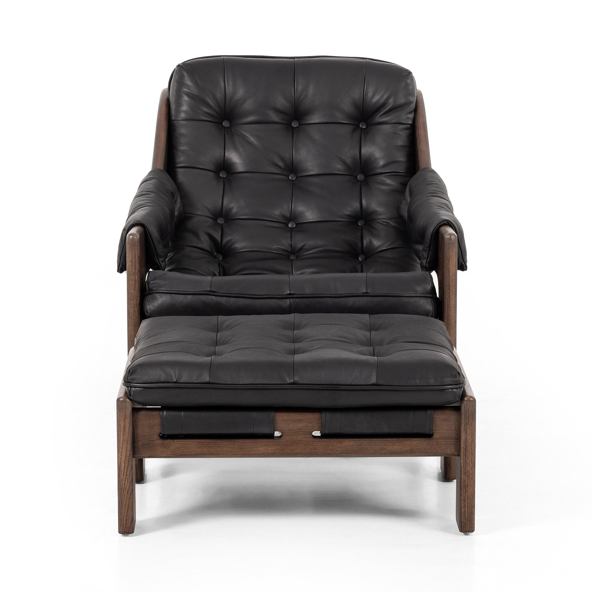 Four Hands Halston Chair With Ottoman — Heirloom Black-Terra Brown Ash