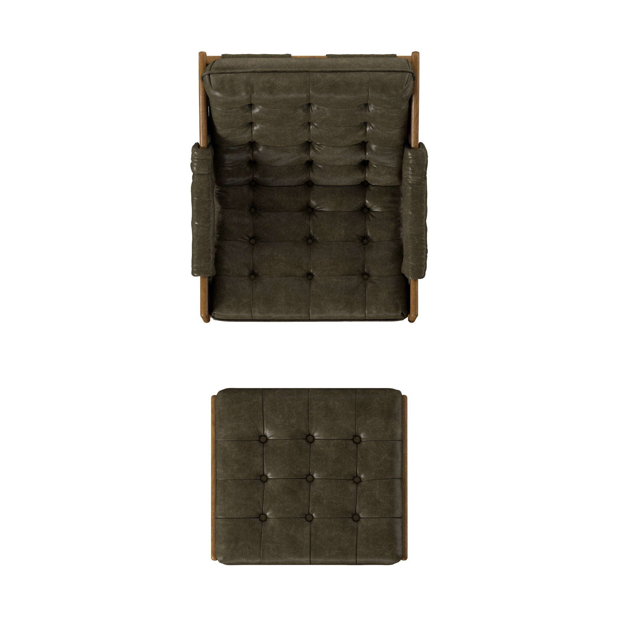 Four Hands Halston Chair With Ottoman — Dulane Moss-Weathered Sepia