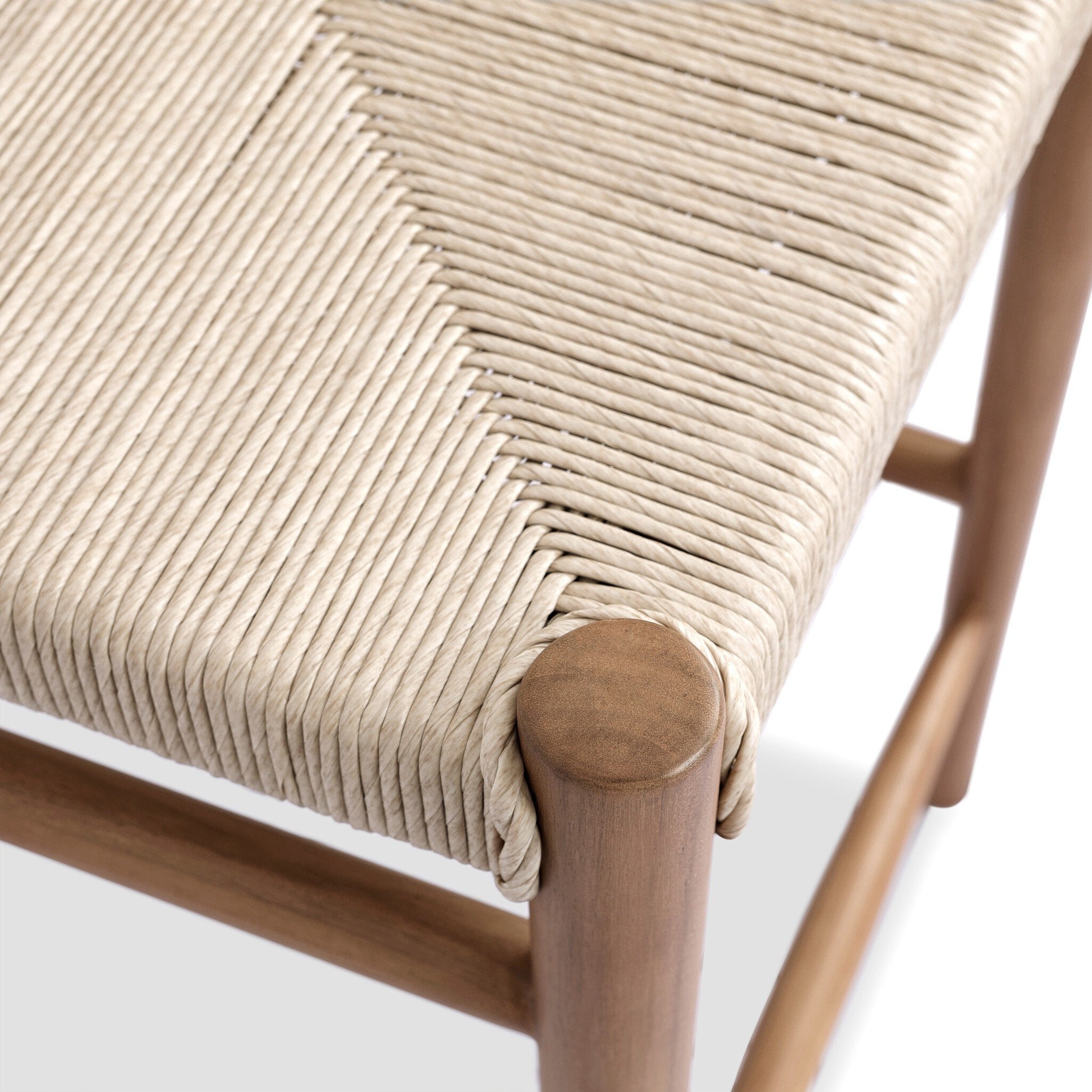 Four Hands Lomas Bar + Counter Outdoor Stool — Natural Teak-Vintage White-Counter
