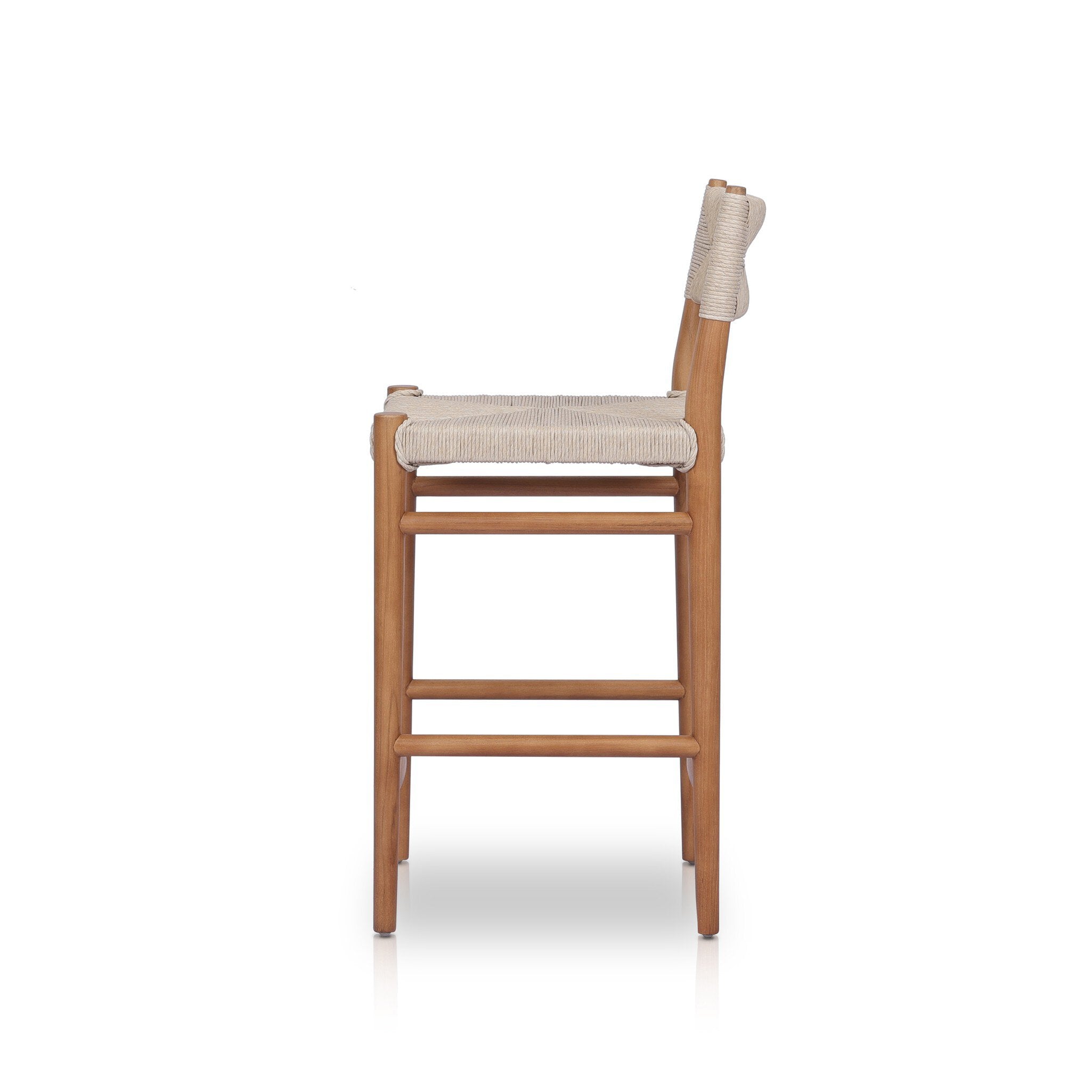 Four Hands Lomas Bar + Counter Outdoor Stool — Natural Teak-Vintage White-Counter