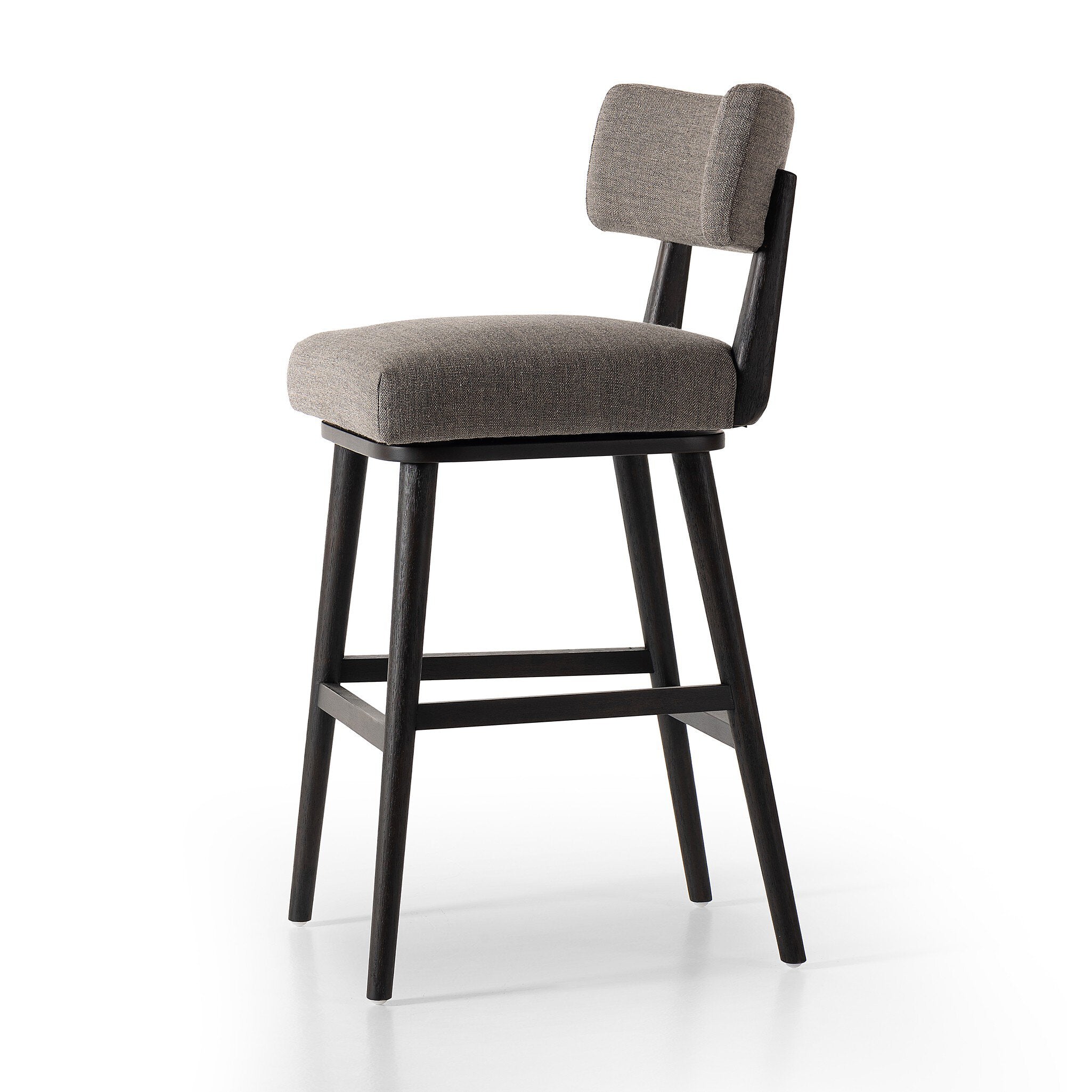 Four Hands Cardell Swivel Bar + Counter Stool — Alcala Nickel-Burnt Parawood-Bar