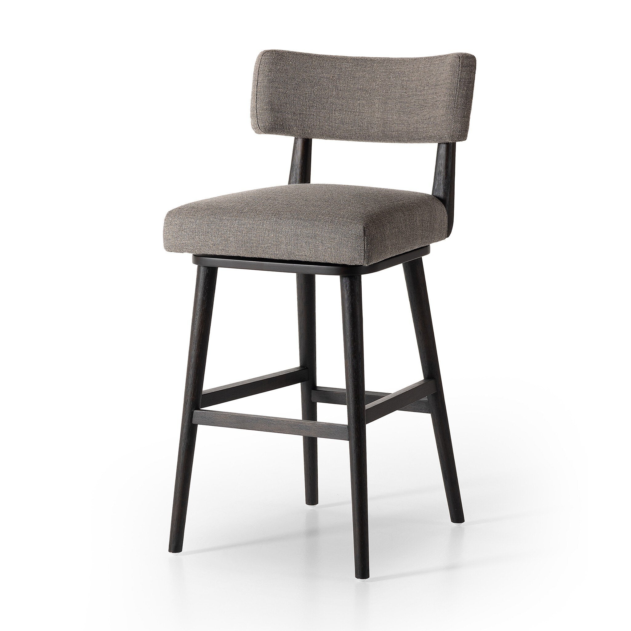 Four Hands Cardell Swivel Bar + Counter Stool — Alcala Nickel-Burnt Parawood-Bar
