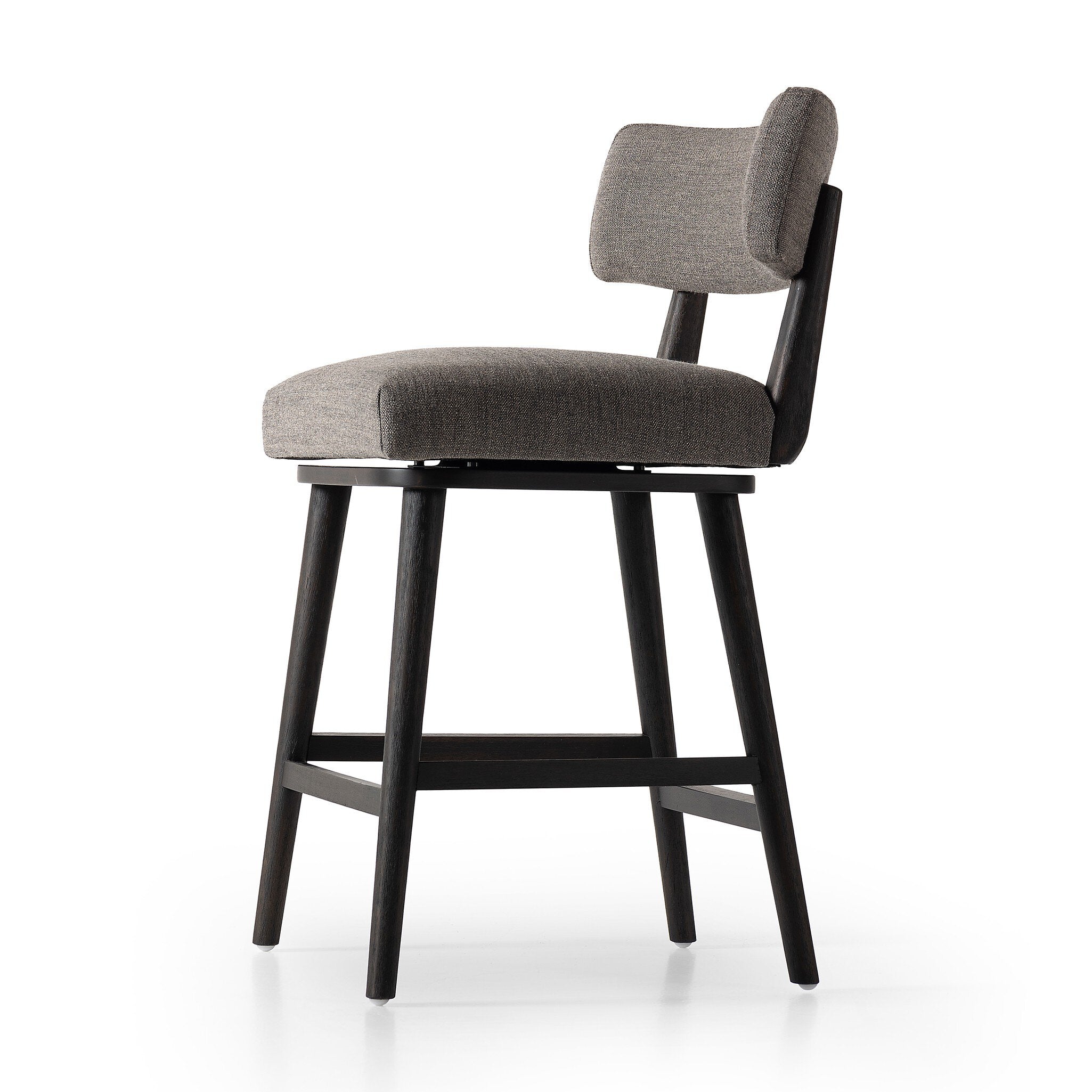 Four Hands Cardell Swivel Bar + Counter Stool — Alcala Nickel-Burnt Parawood-Counter