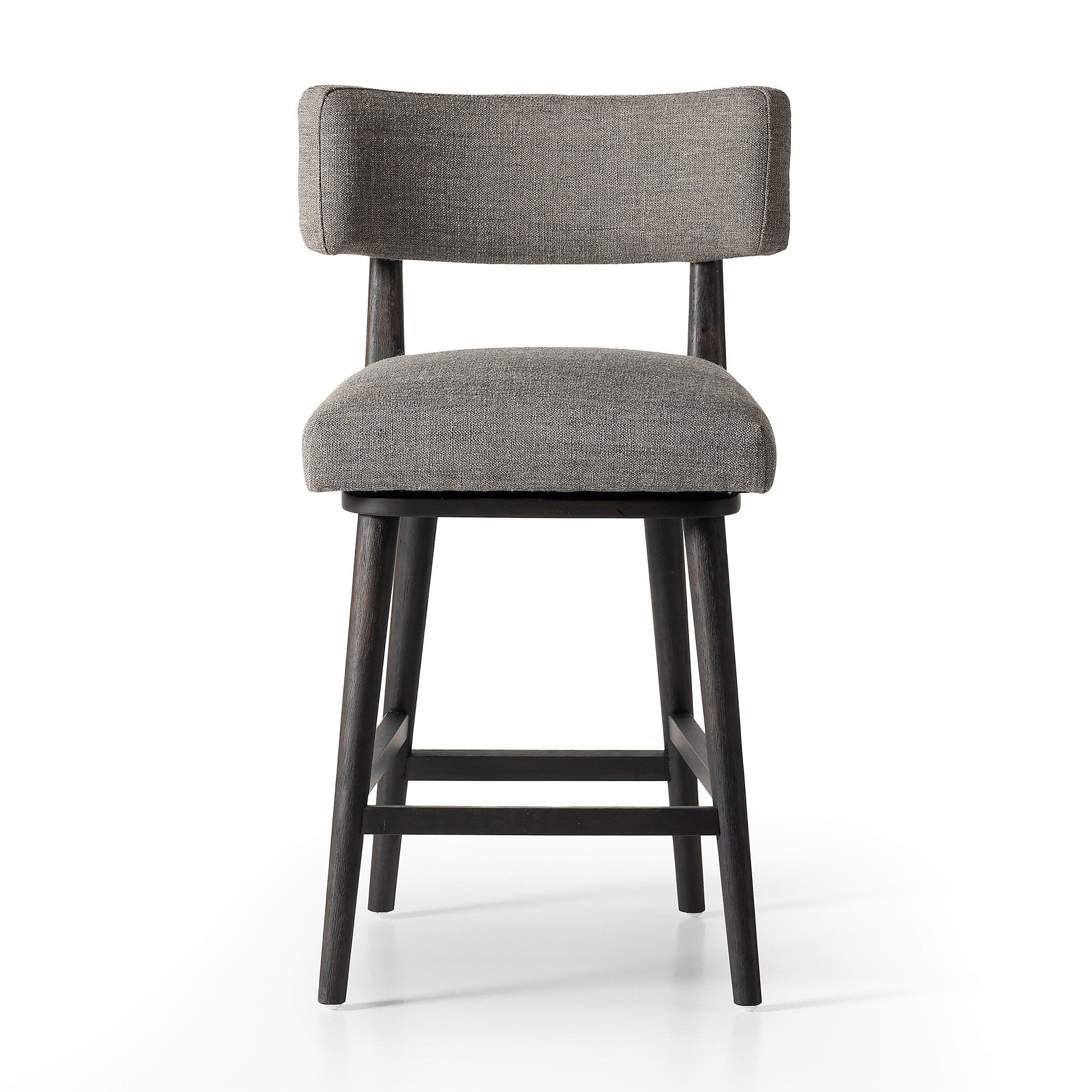 Four Hands Cardell Swivel Bar + Counter Stool — Alcala Nickel-Burnt Parawood-Counter