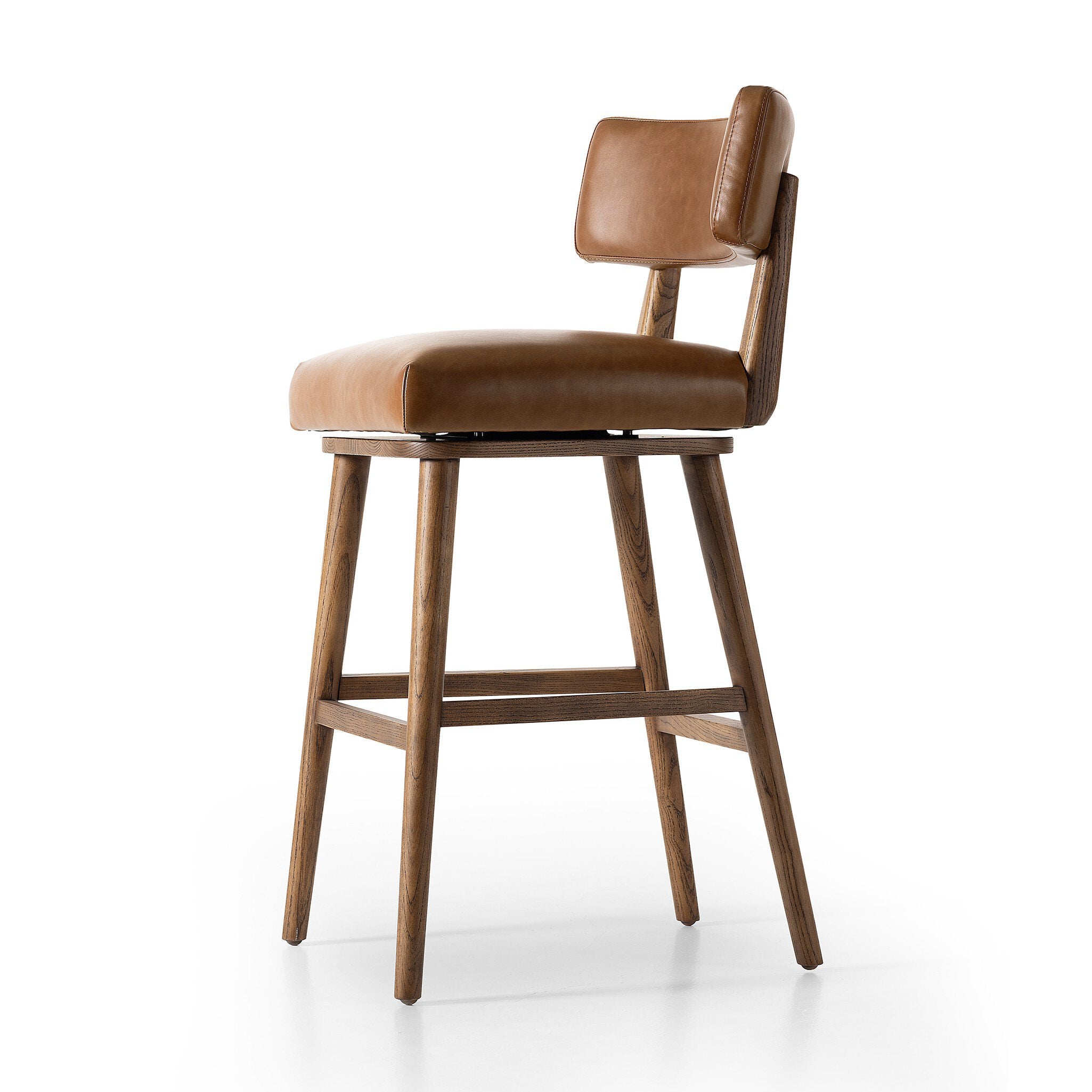 Four Hands Cardell Swivel Bar + Counter Stool — Sonoma Chestnut-Tan Nettlewood-Bar