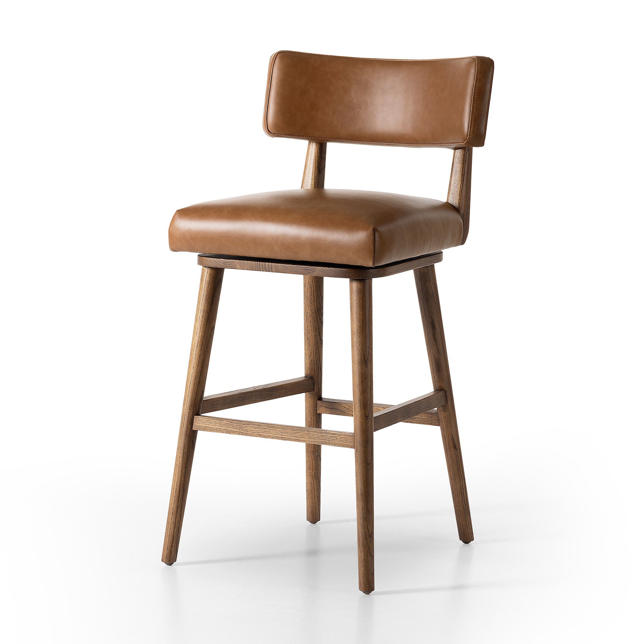 Four Hands Cardell Swivel Bar + Counter Stool — Sonoma Chestnut-Tan Nettlewood-Bar